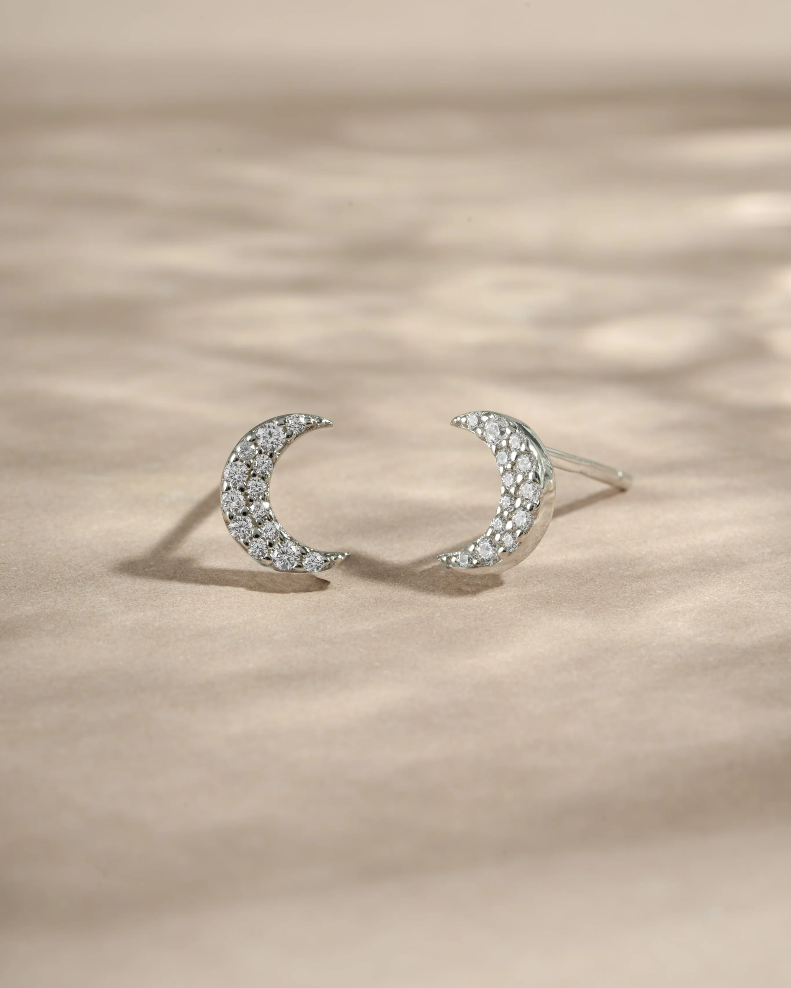 Studded Moon Stud Earrings - Image 3