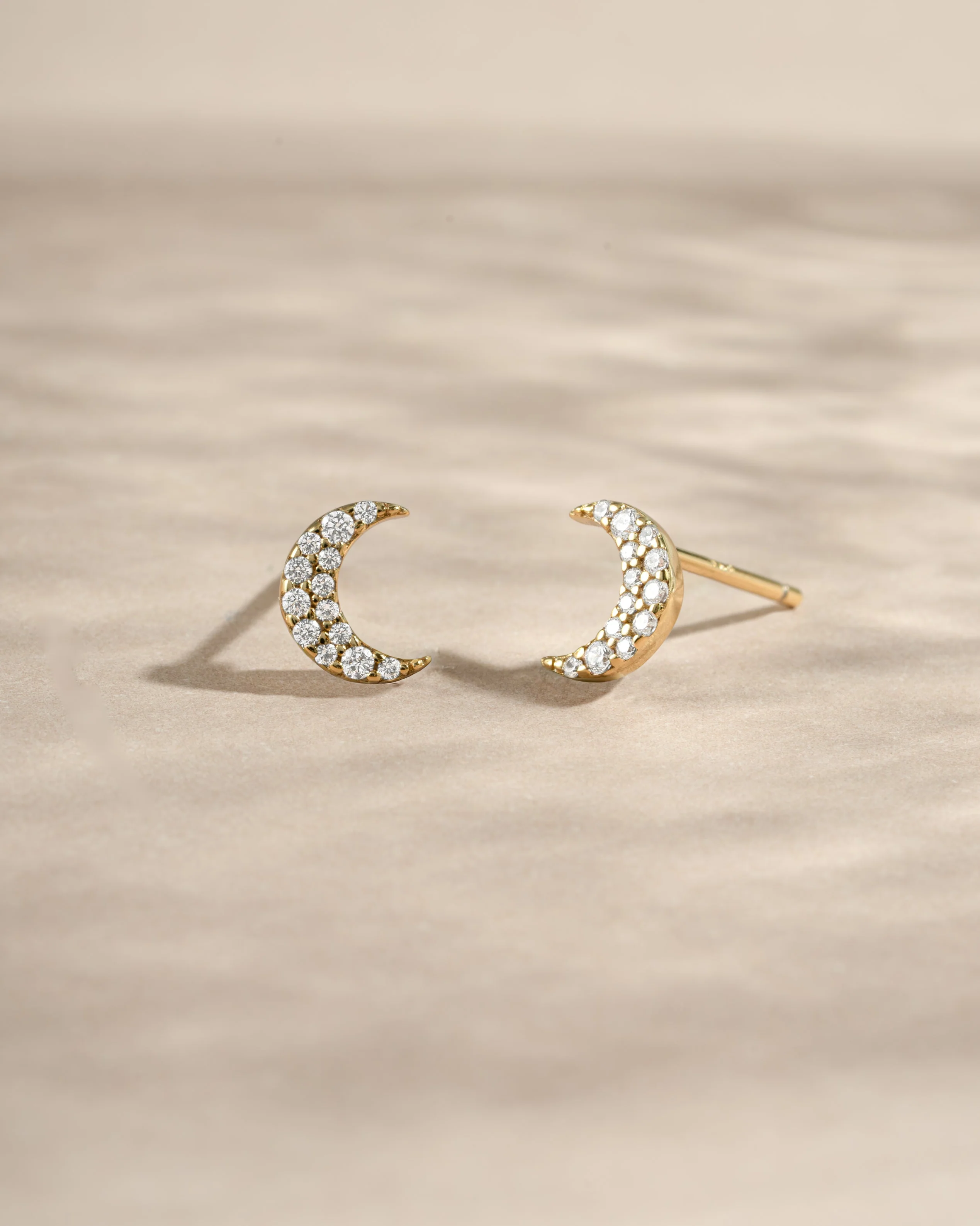 Studded Moon Stud Earrings - Image 5