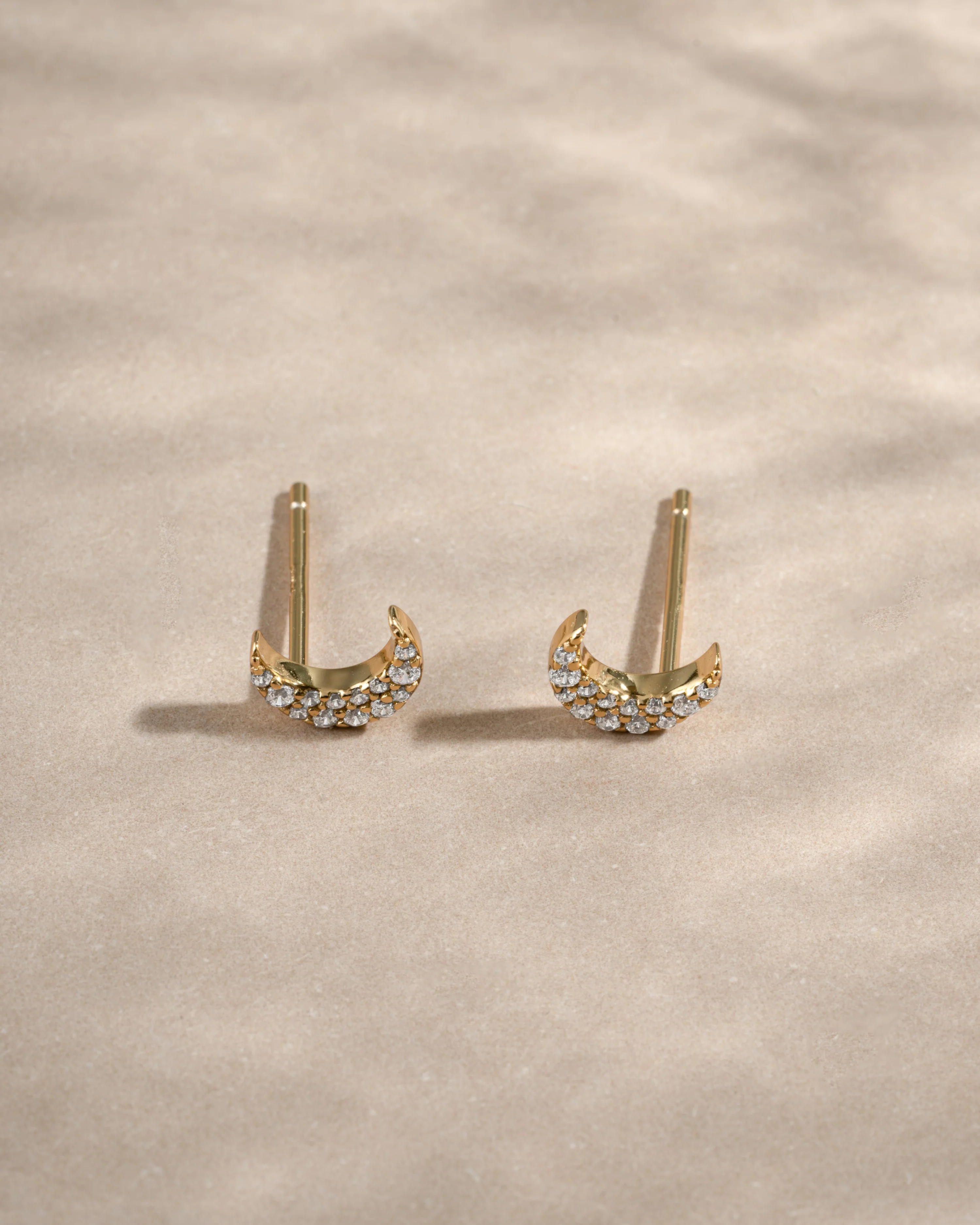 Studded Moon Stud Earrings - Image 7