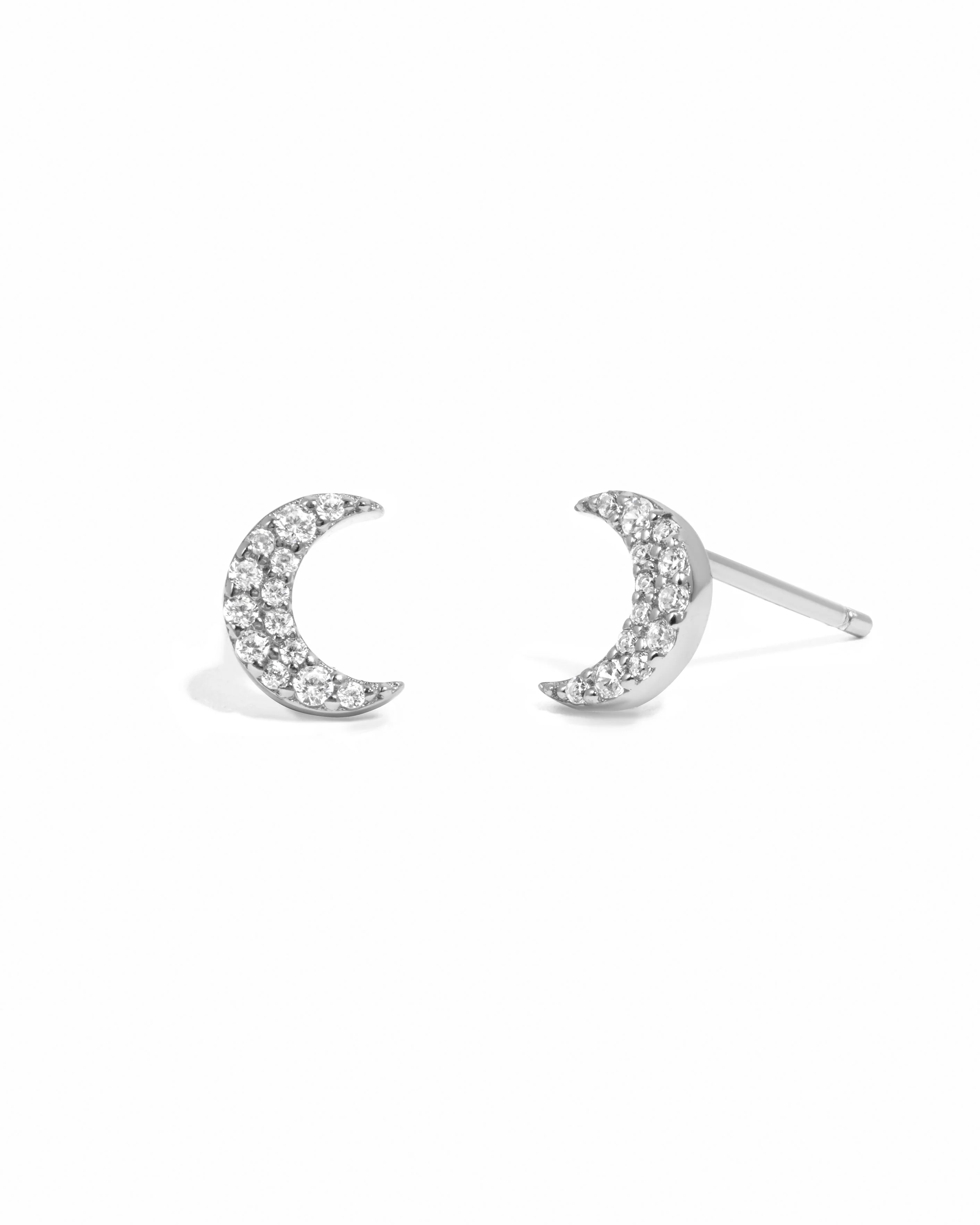 Studded Moon Stud Earrings - Image 8