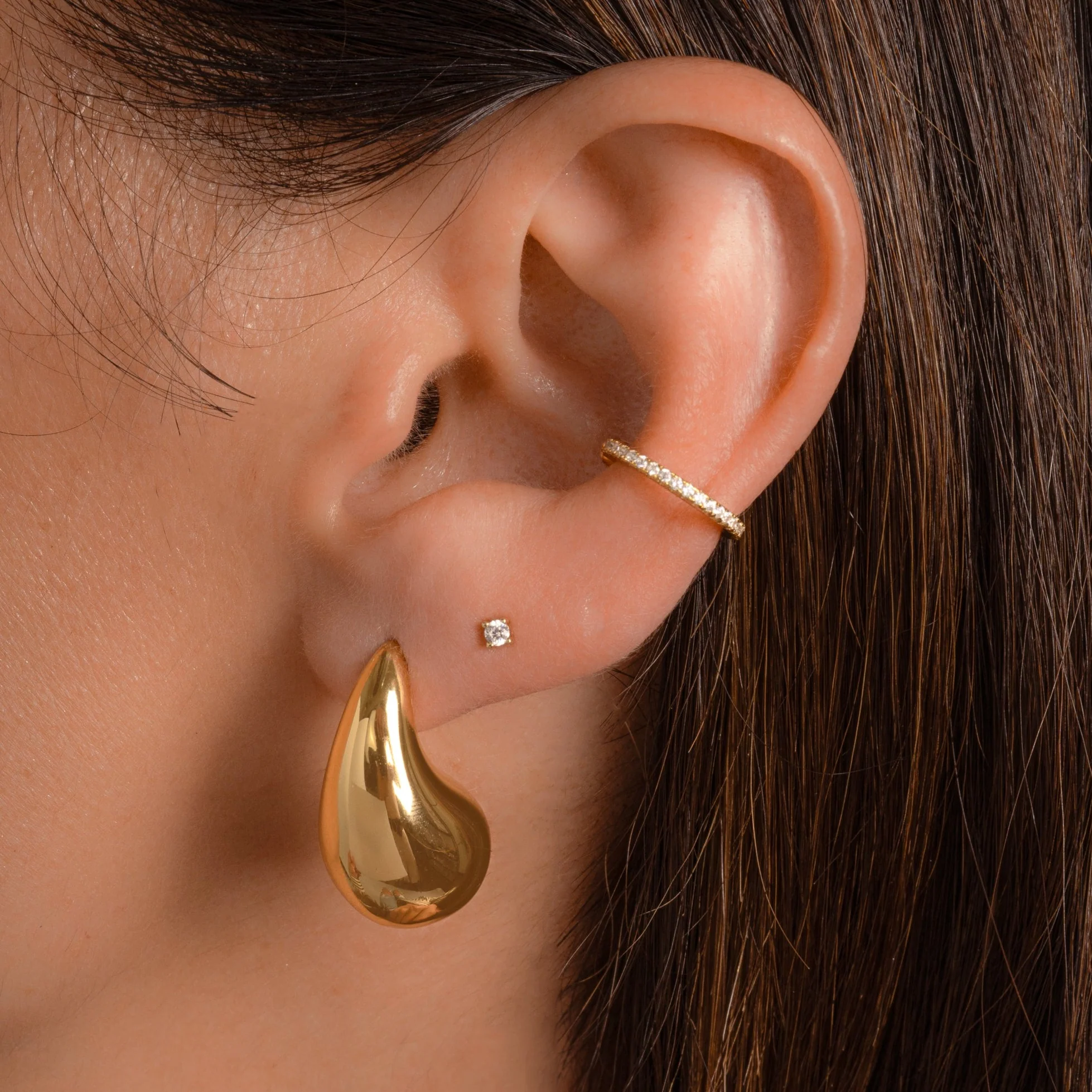 Tear Drop Hoop Earrings - Image 2