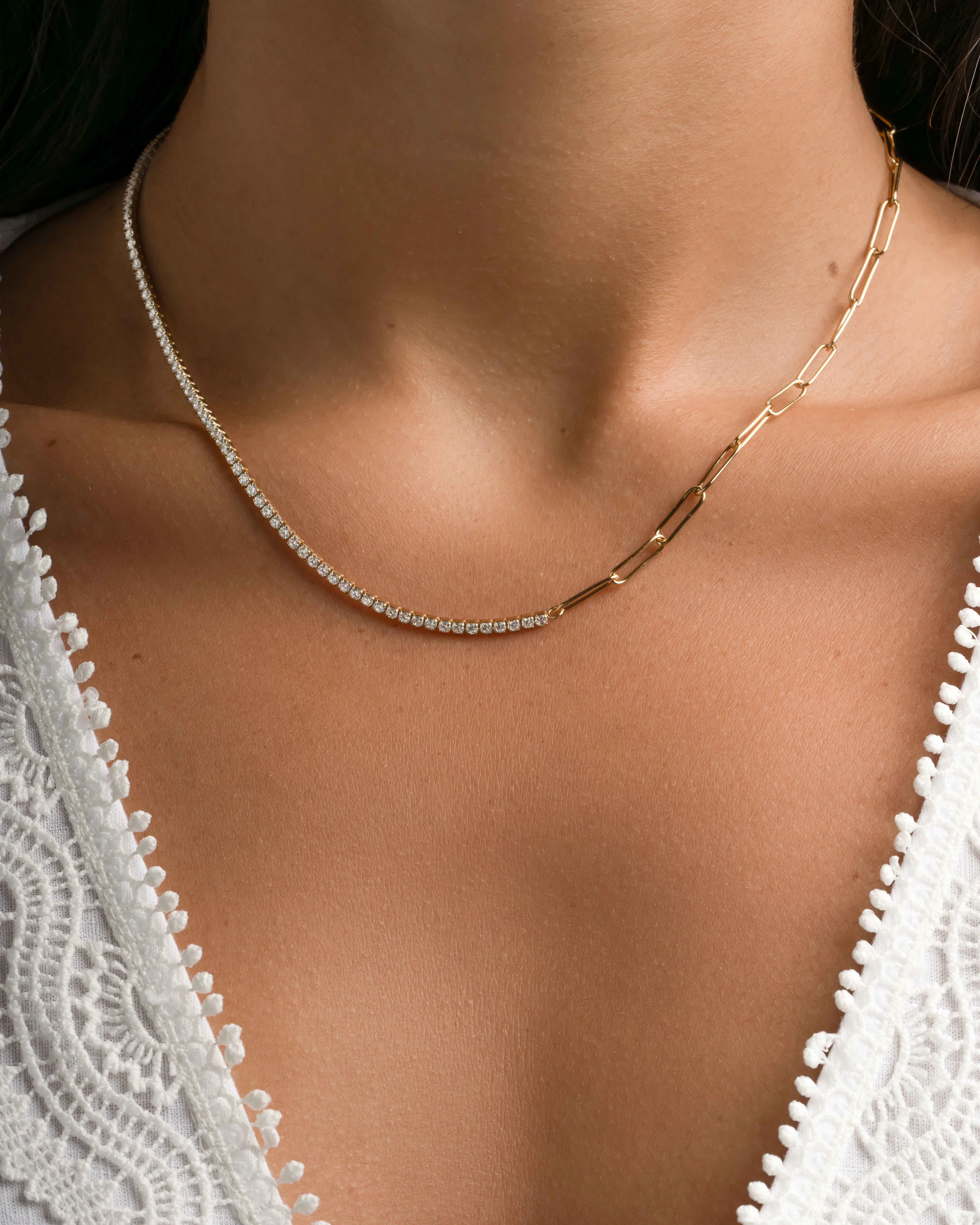 Tennis and Paperclip Necklace - Image 2