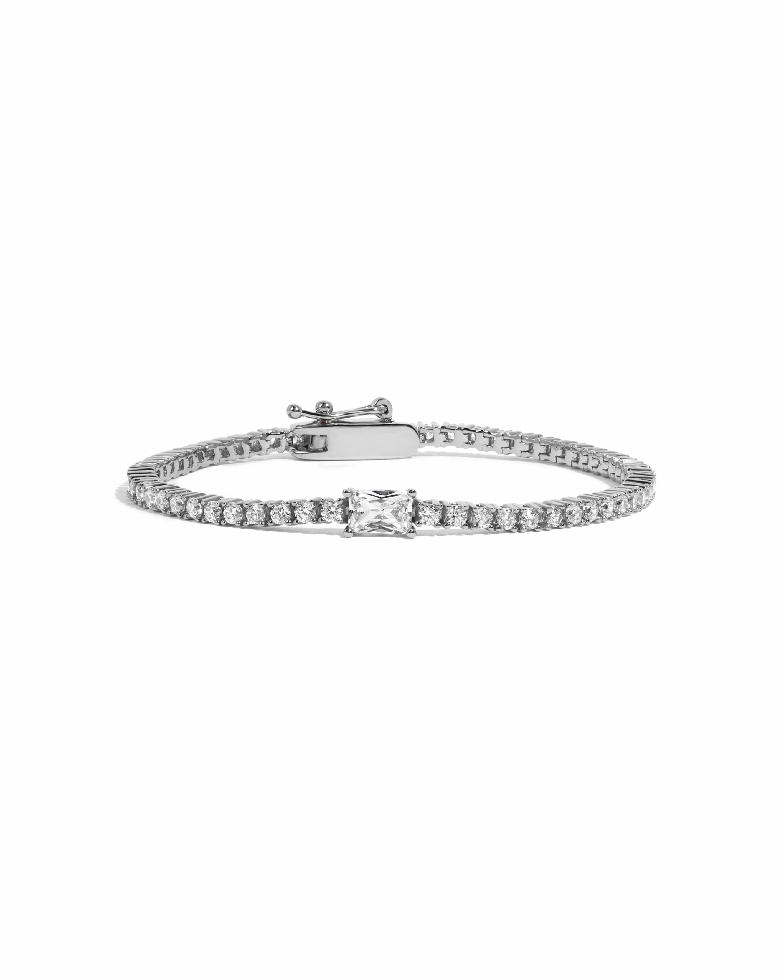 Tennis Bracelet with Baguette Charm - Image 10