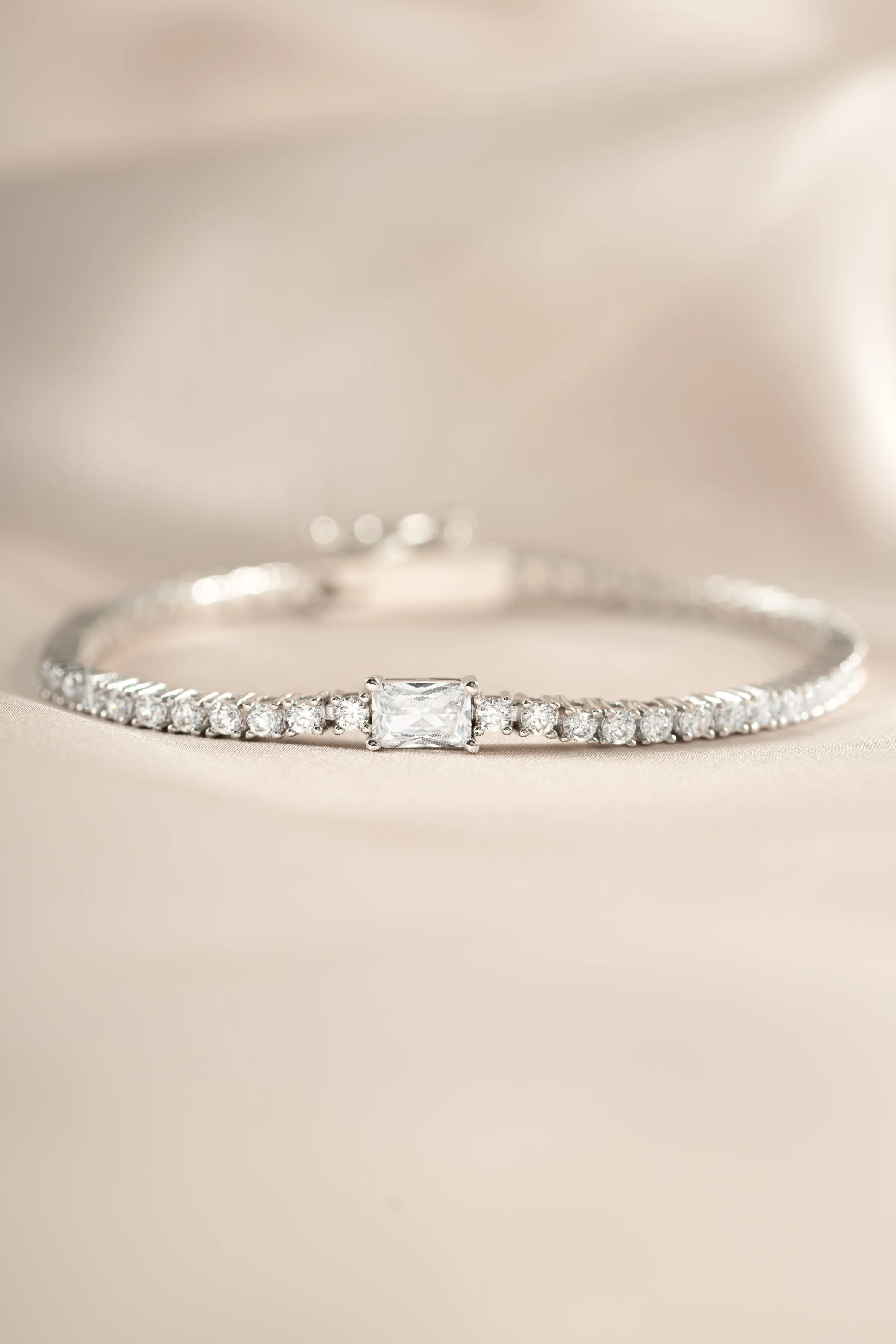 Tennis Bracelet with Baguette Charm - Image 3