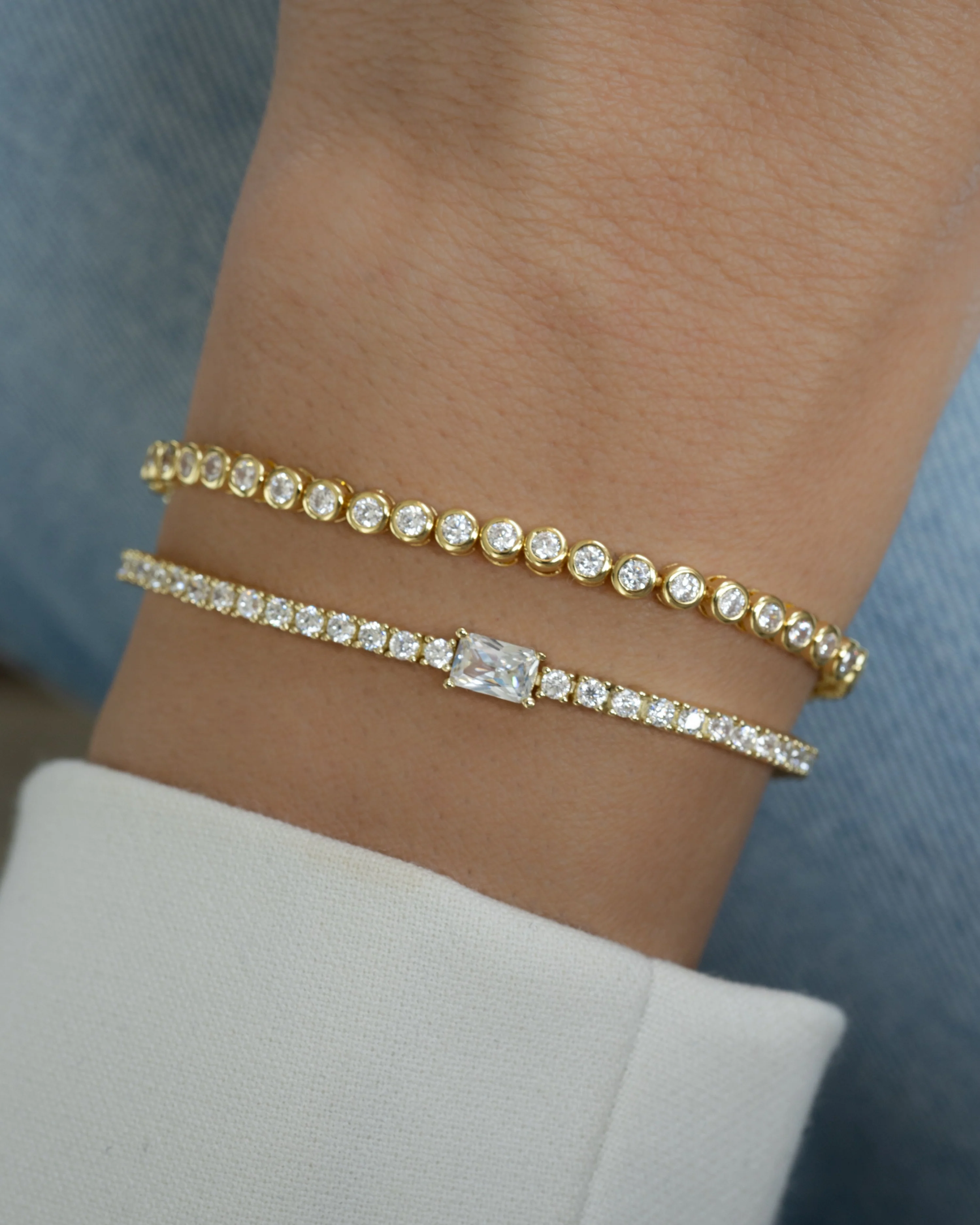 Tennis Bracelet with Baguette Charm - Image 8