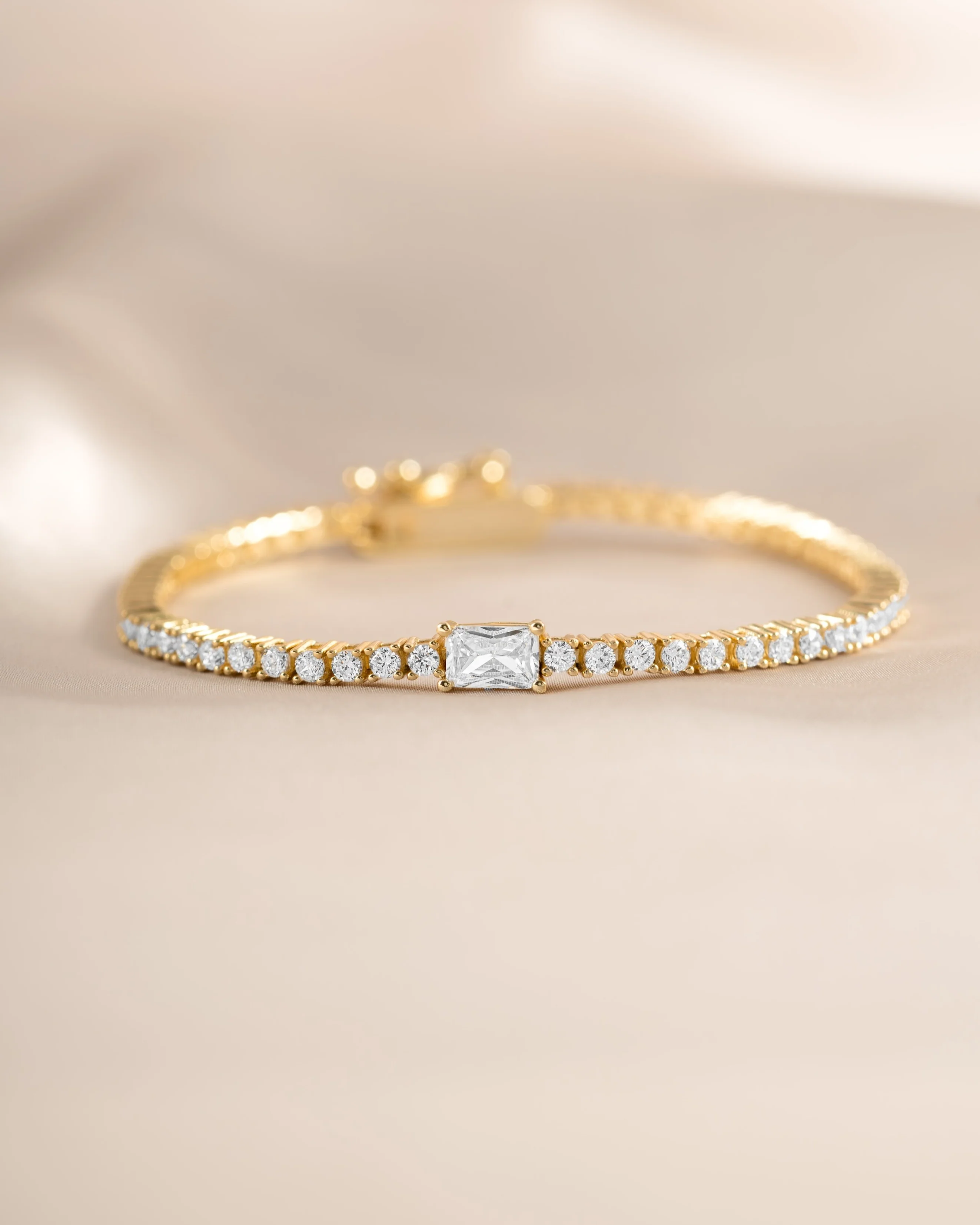 Tennis Bracelet with Baguette Charm - Image 9