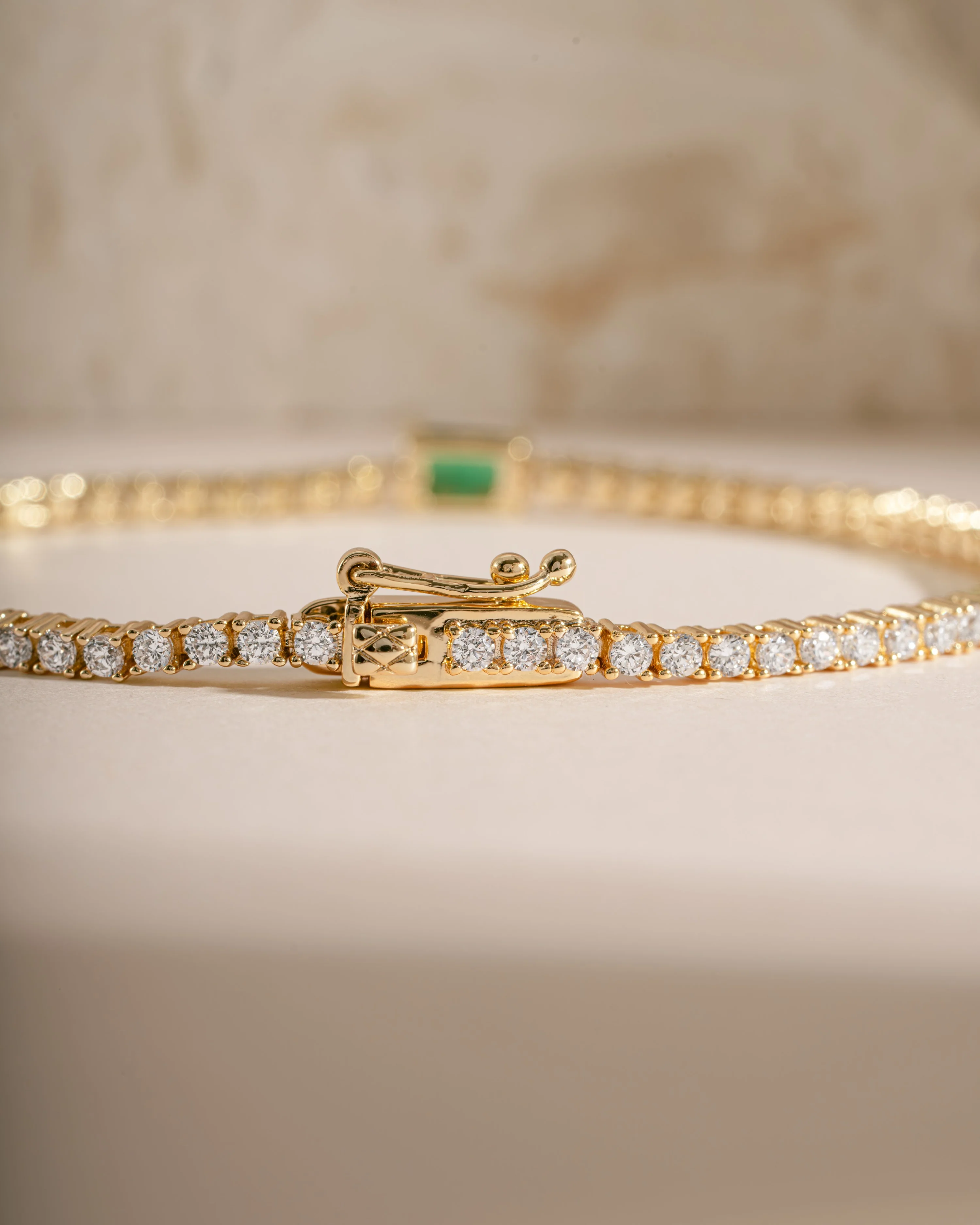 Tennis Bracelet with Emerald Baguette Charm - Image 9