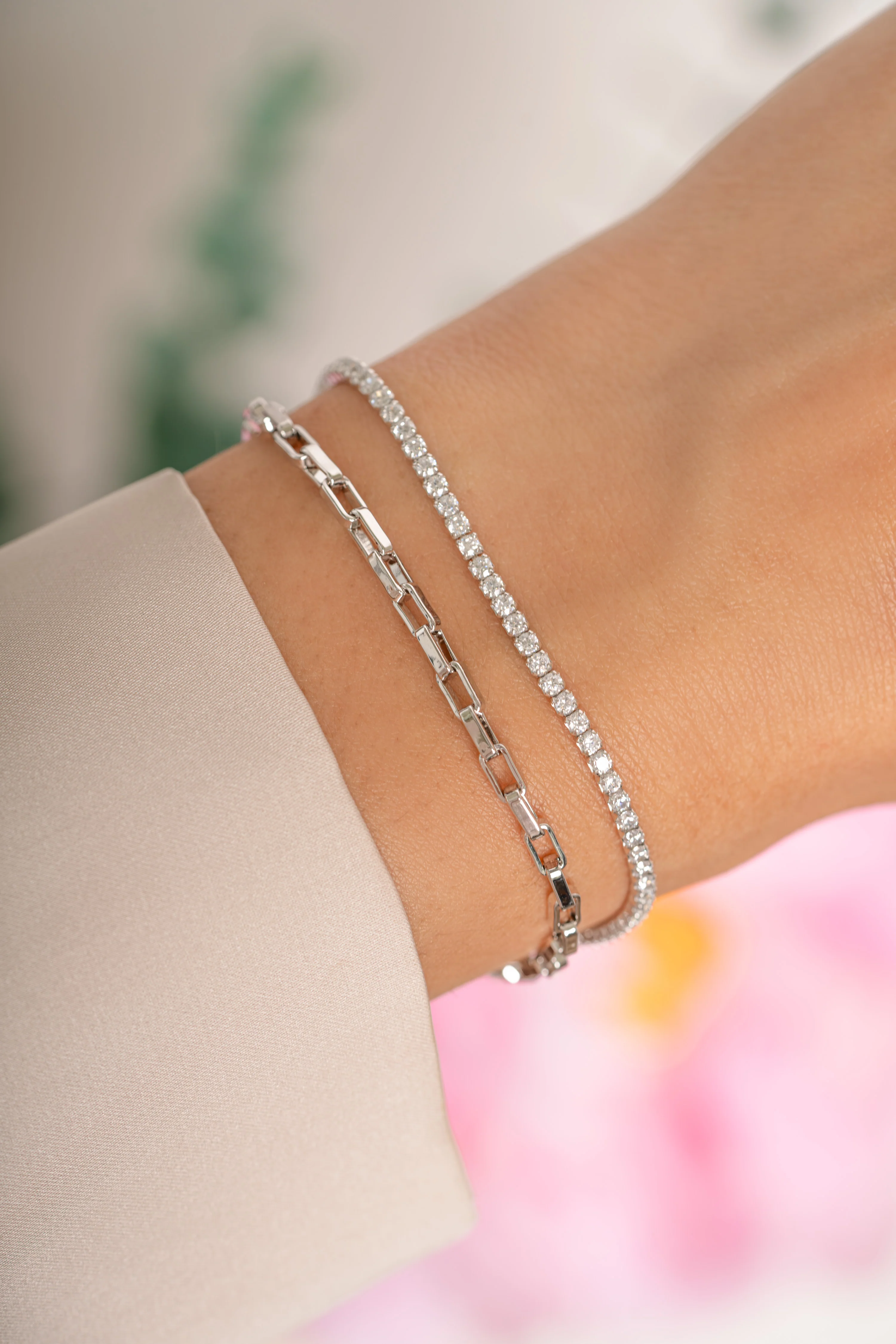 Tennis & Paperclip Bracelet Set - Image 4