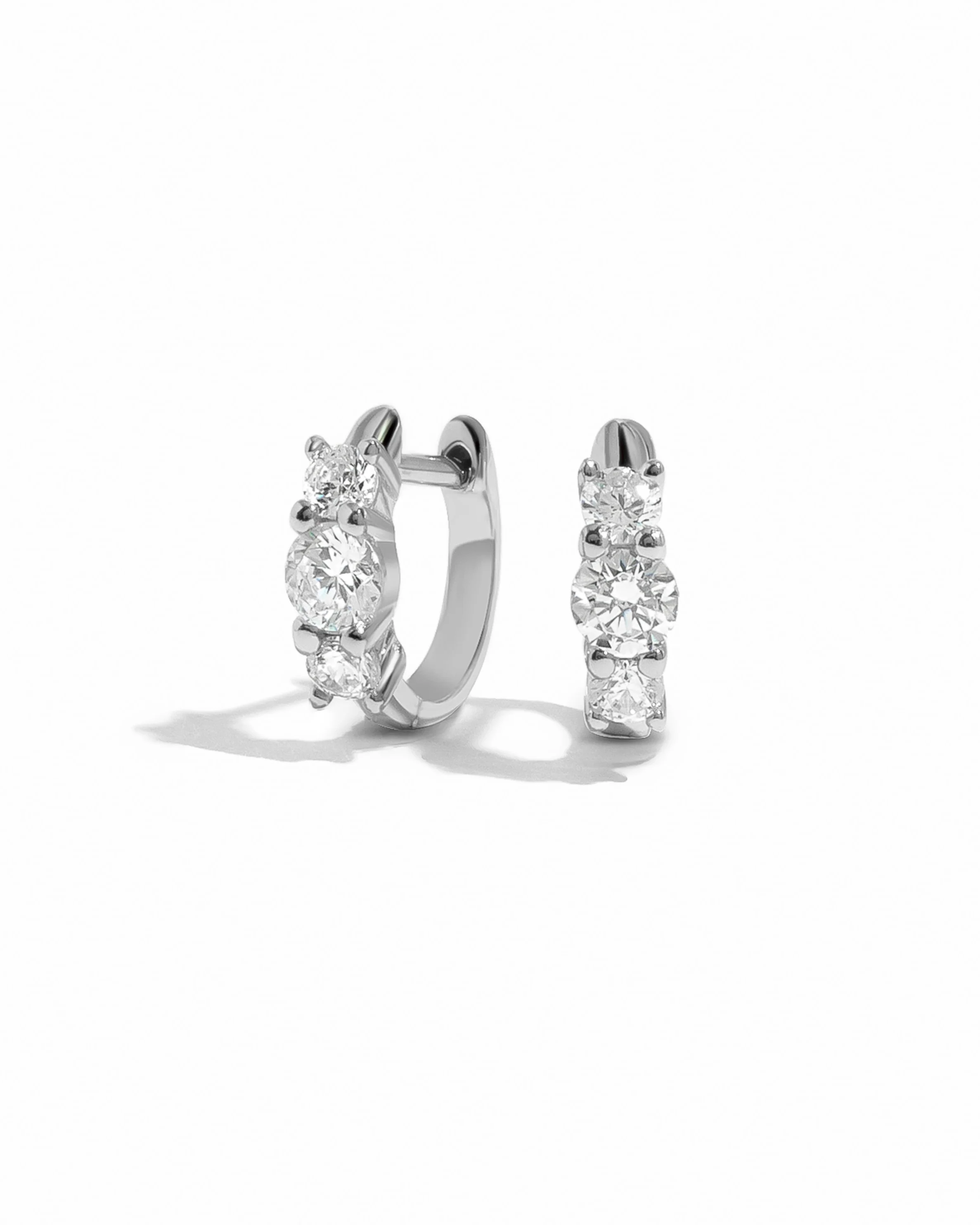 Three Stone Huggie Hoops - Image 10