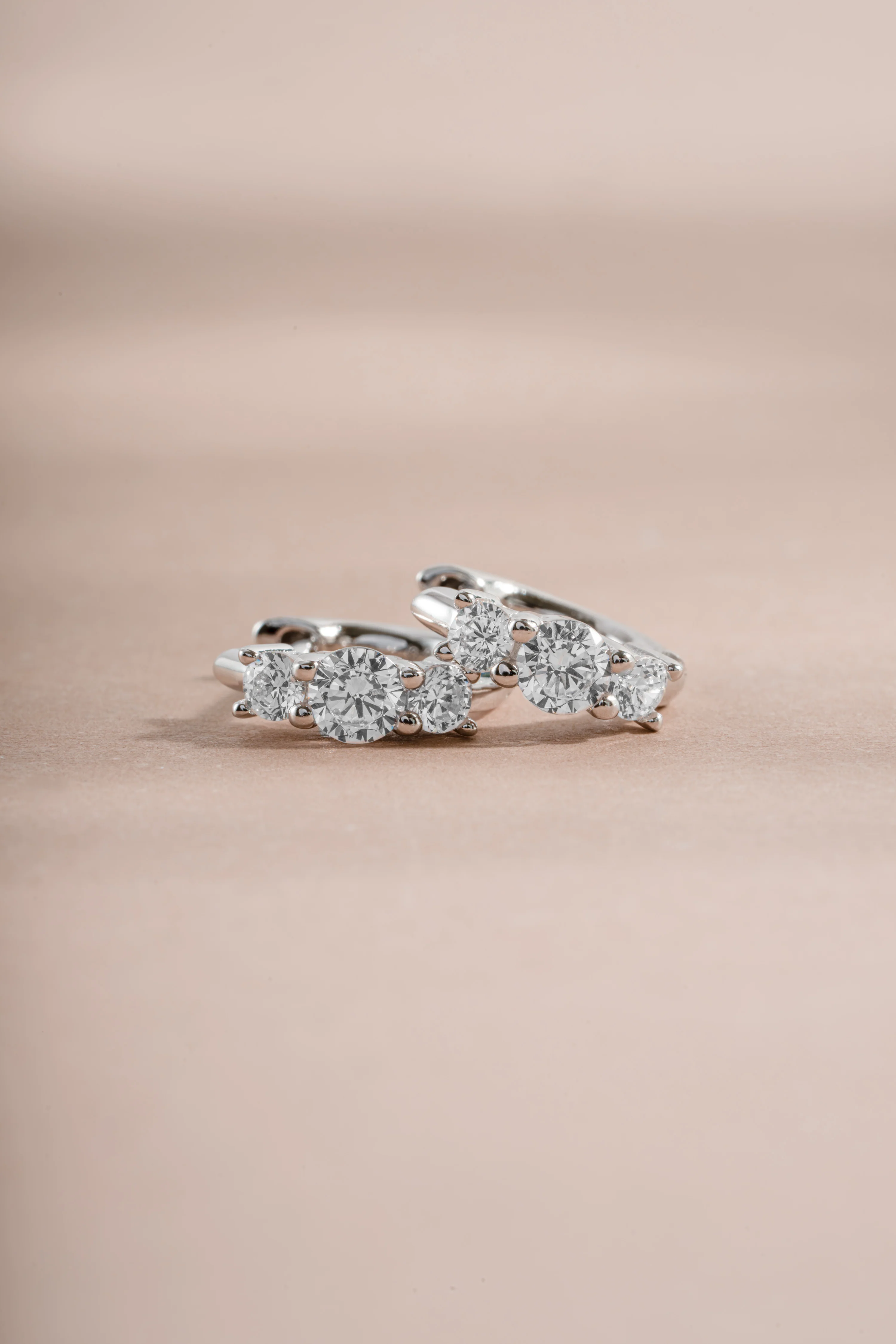 Three Stone Huggie Hoops - Image 3
