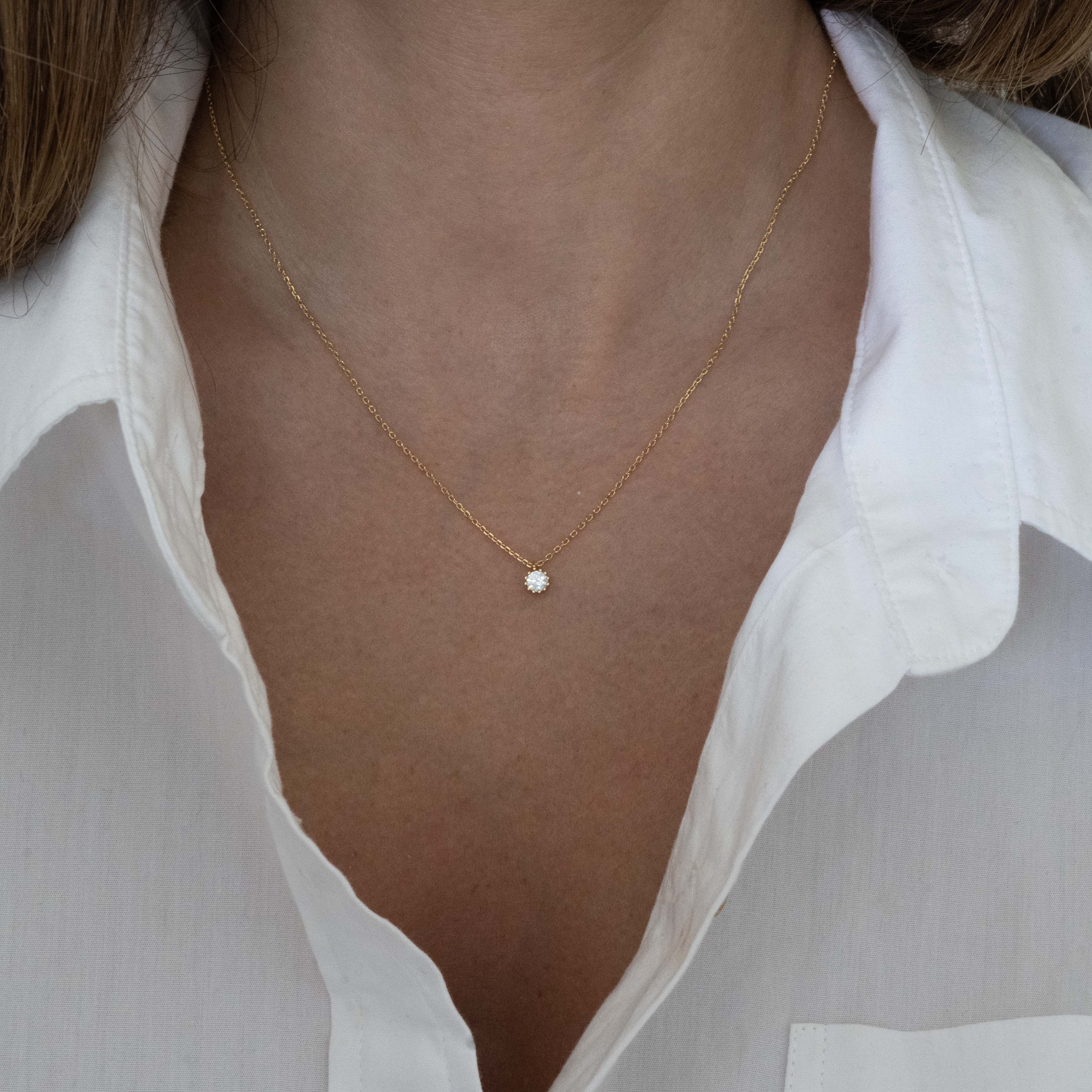Tiny Bezel Pendant Necklace - Image 2