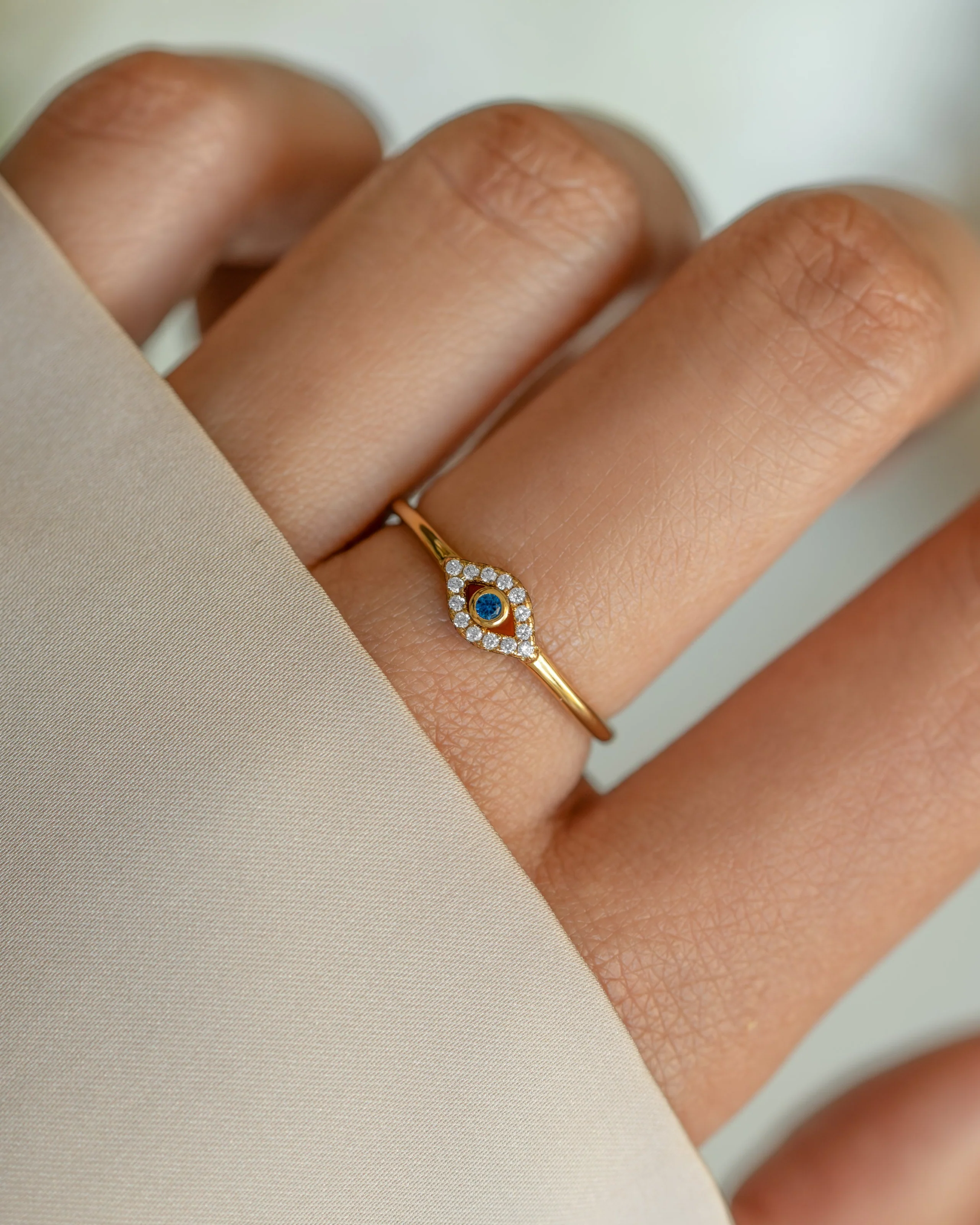 Tiny Blue Evil Eye Ring - Image 3