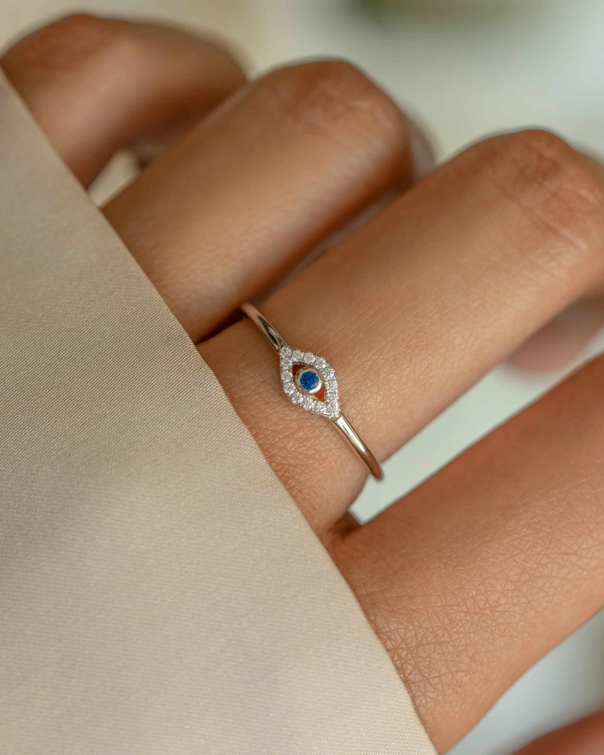 Tiny Blue Evil Eye Ring - Image 5