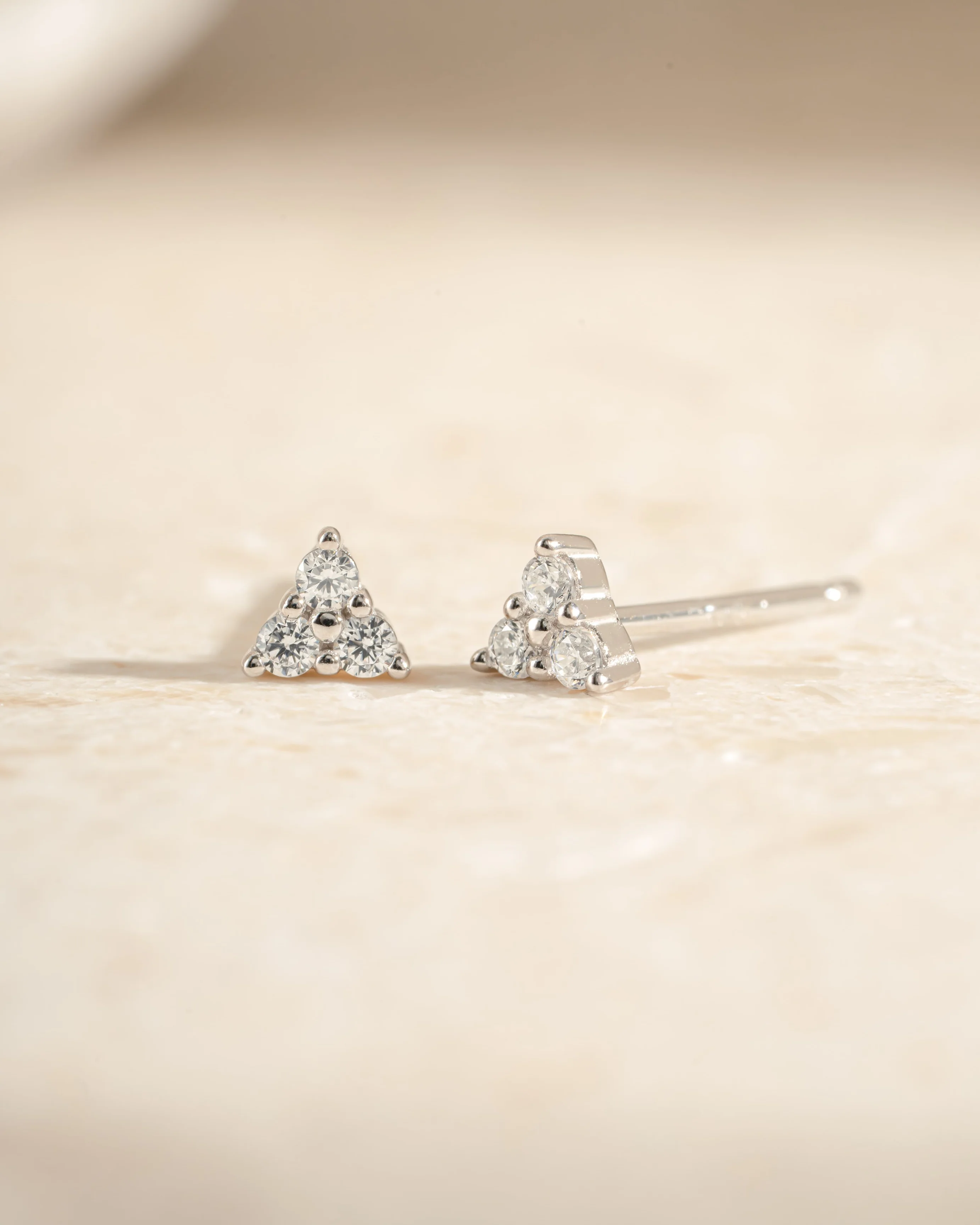 Tiny CZ 3 Stone Studs - Image 8