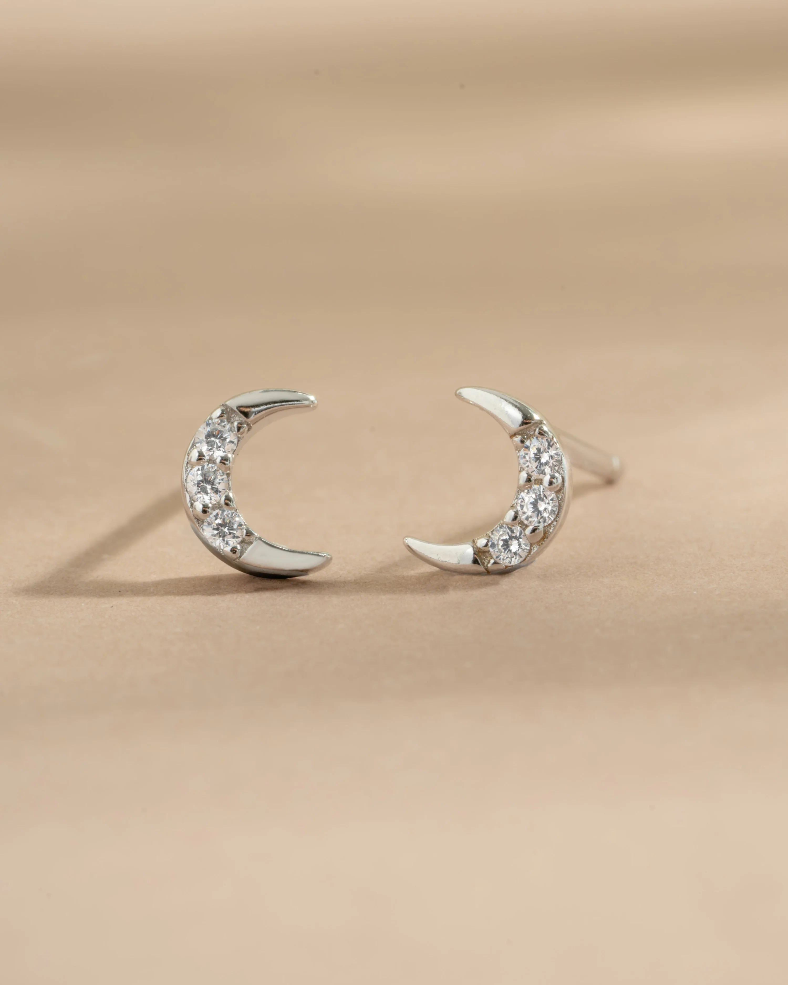 Tiny CZ Moon Studs - Image 3