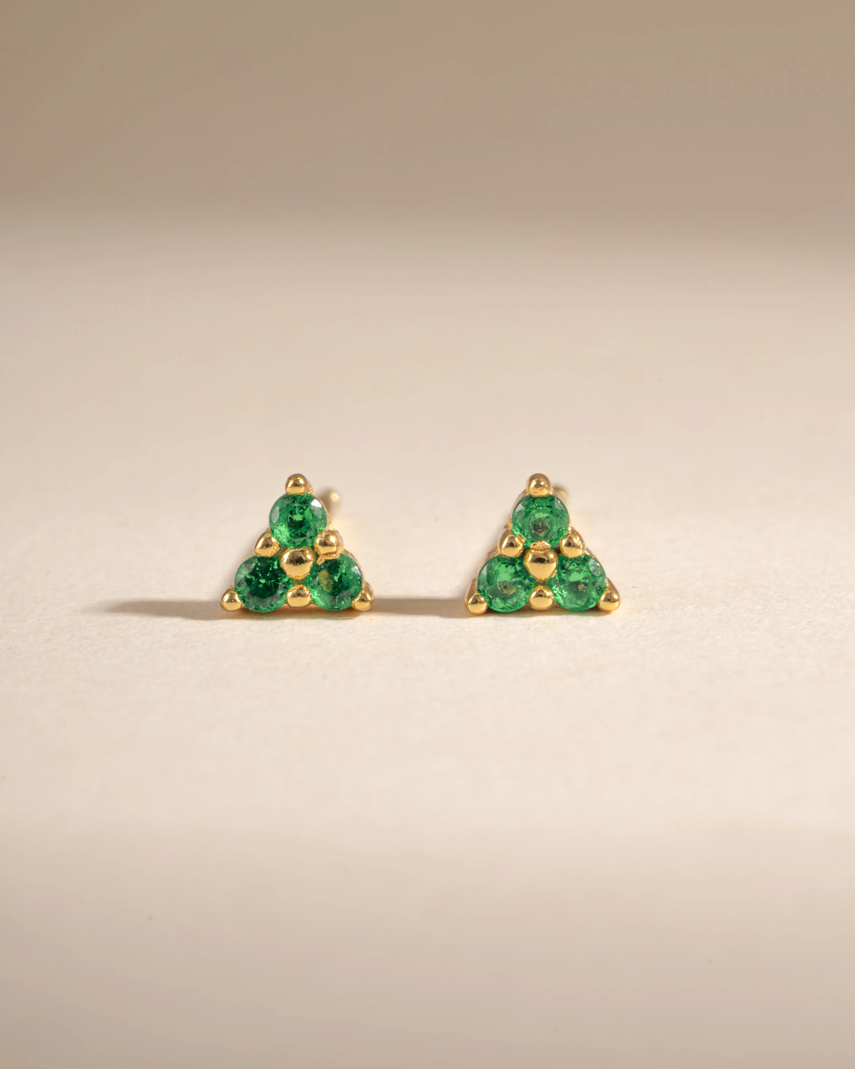 Tiny Emerald 3 Stone Studs - Image 4