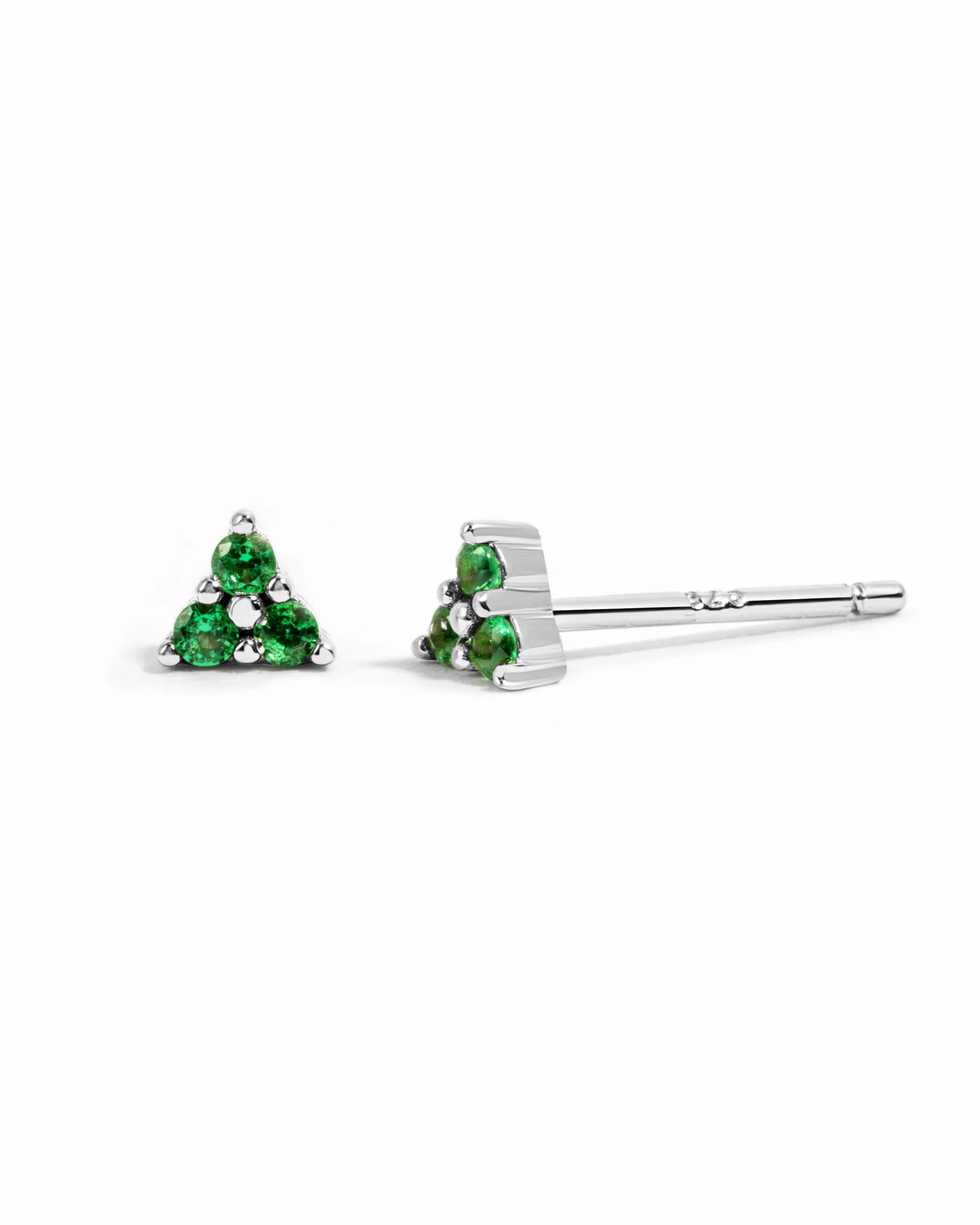 Tiny Emerald 3 Stone Studs - Image 7
