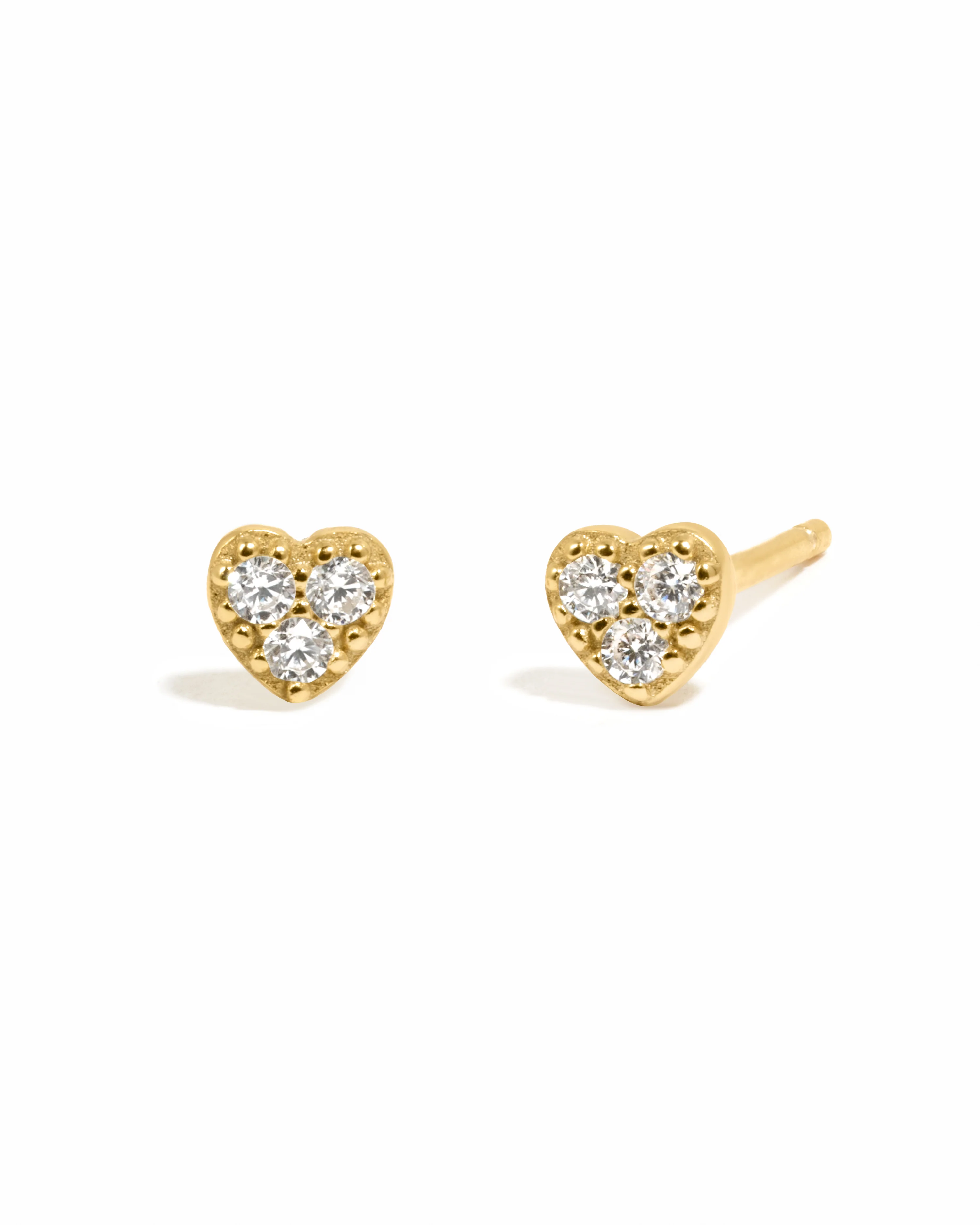 Tiny Heart CZ Stud Earrings