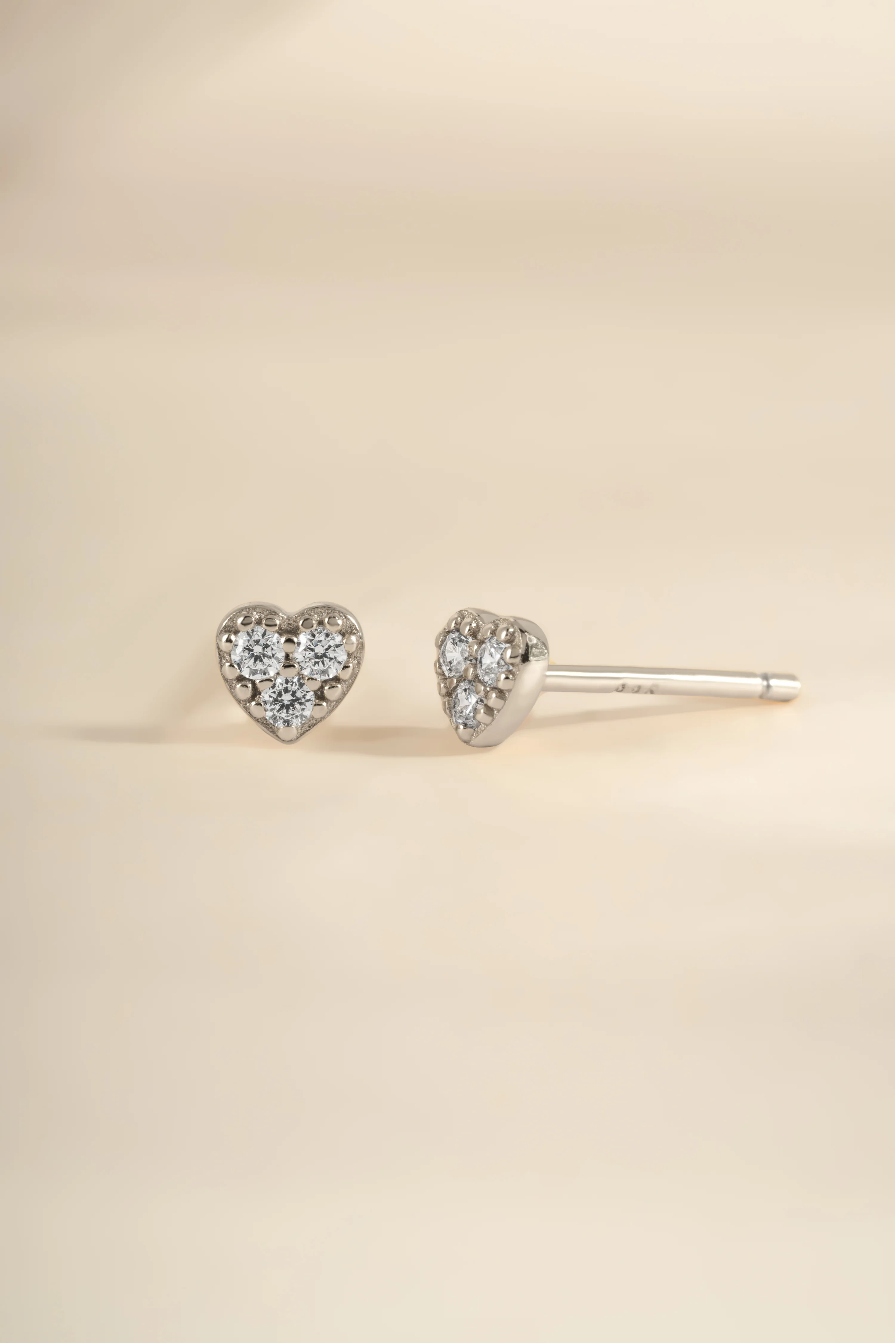 Tiny Heart CZ Stud Earrings - Image 6