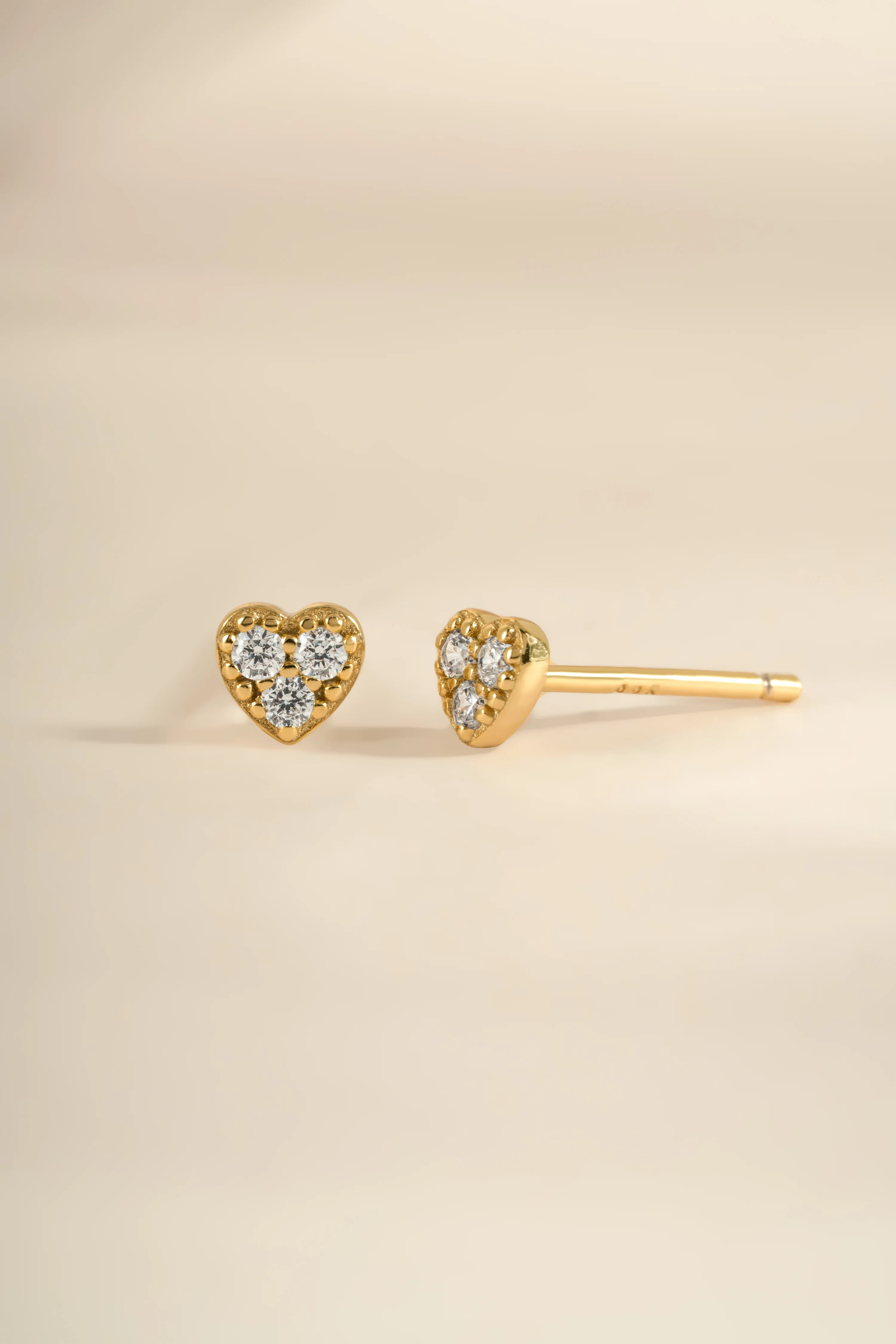 Tiny Heart CZ Stud Earrings - Image 7