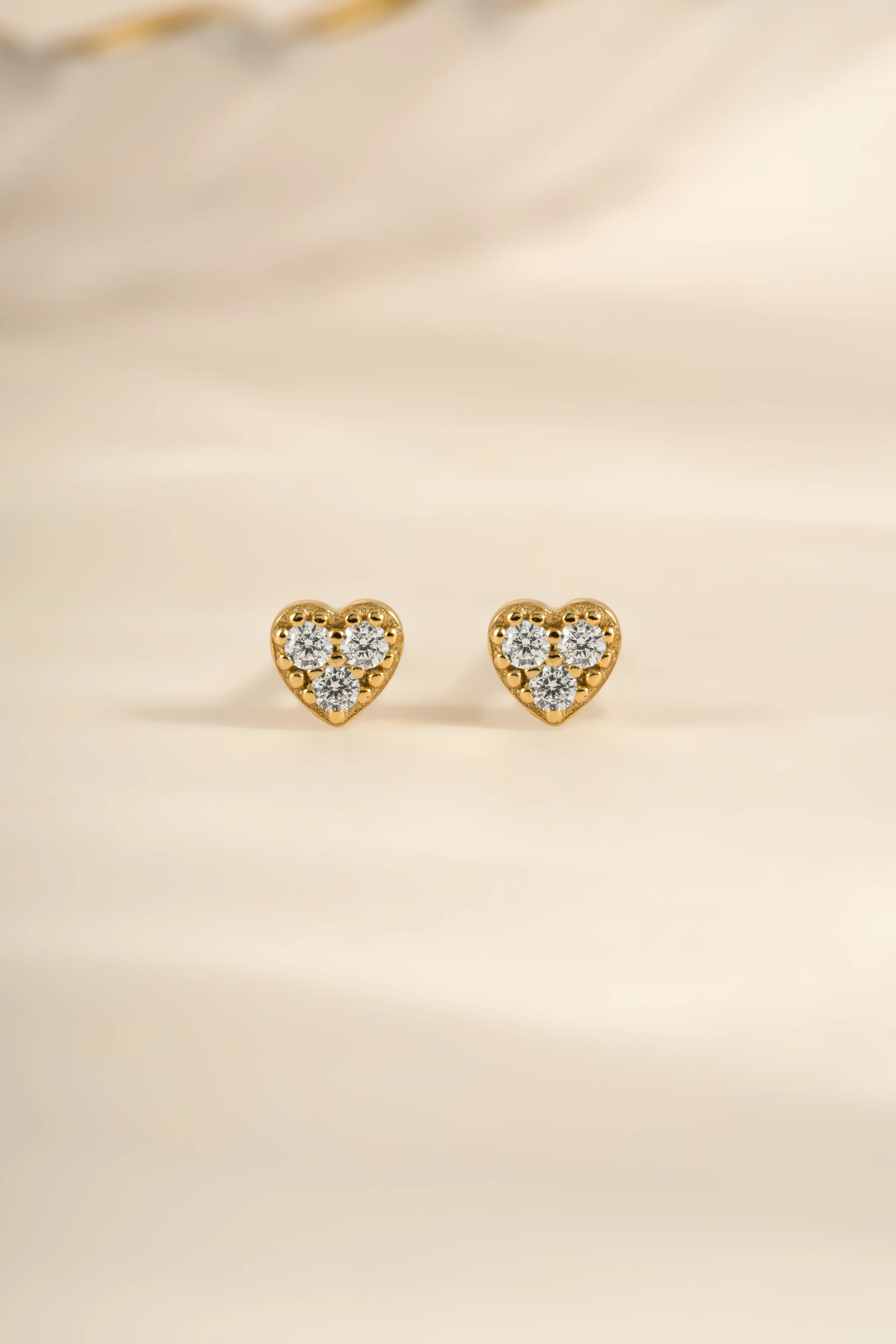 Tiny Heart CZ Stud Earrings - Image 8