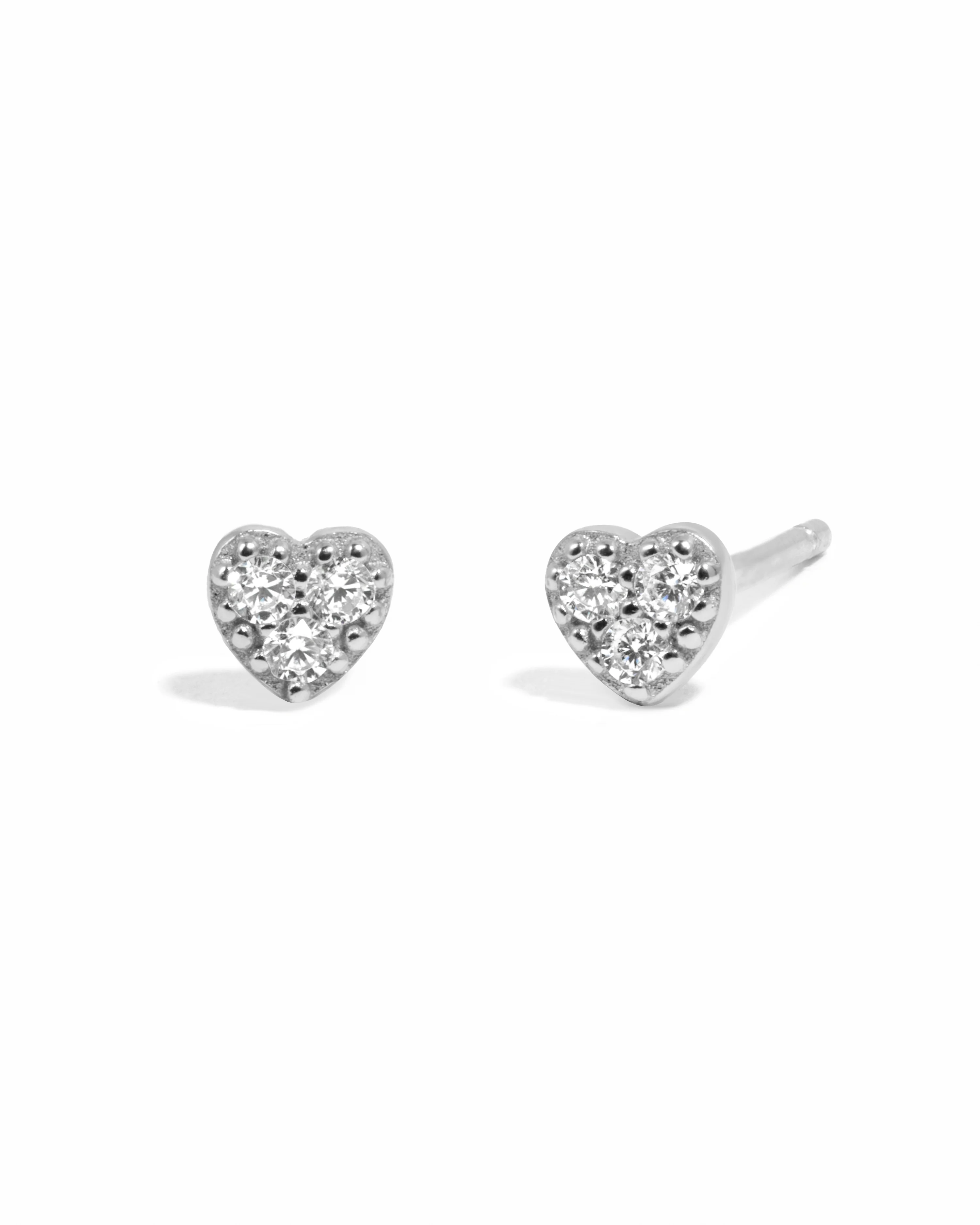 Tiny Heart CZ Stud Earrings - Image 9