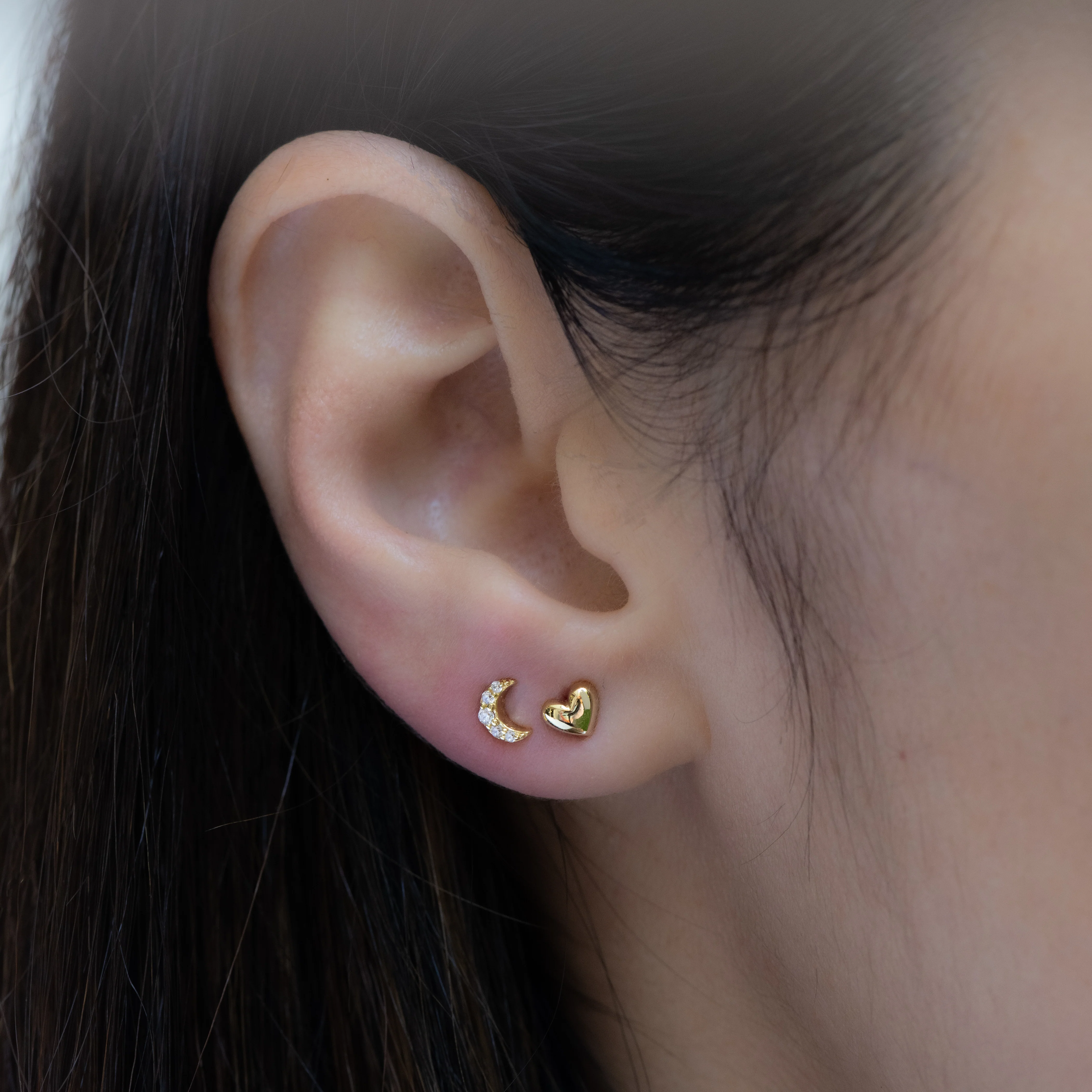 Tiny Moon Stud Earrings - Image 4