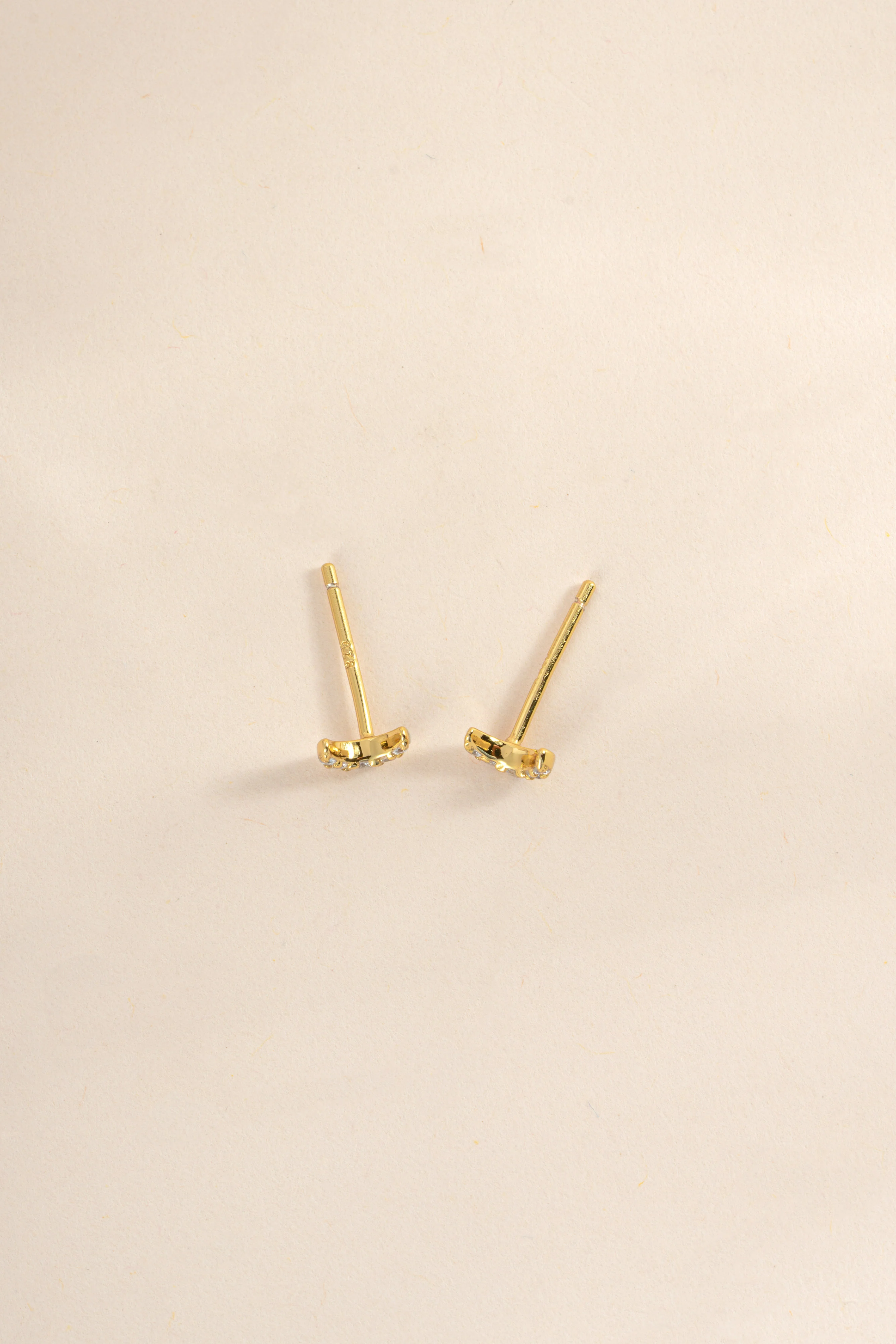 Tiny Moon Stud Earrings - Image 6