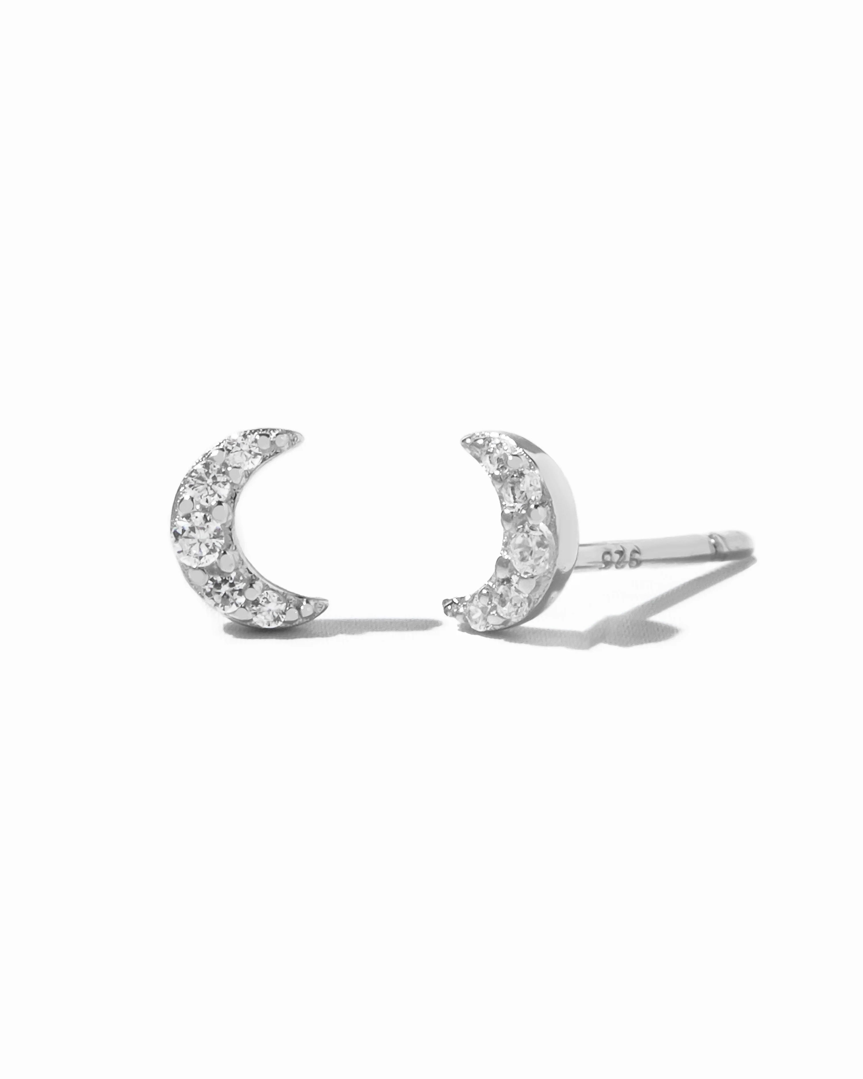 Tiny Moon Stud Earrings - Image 7