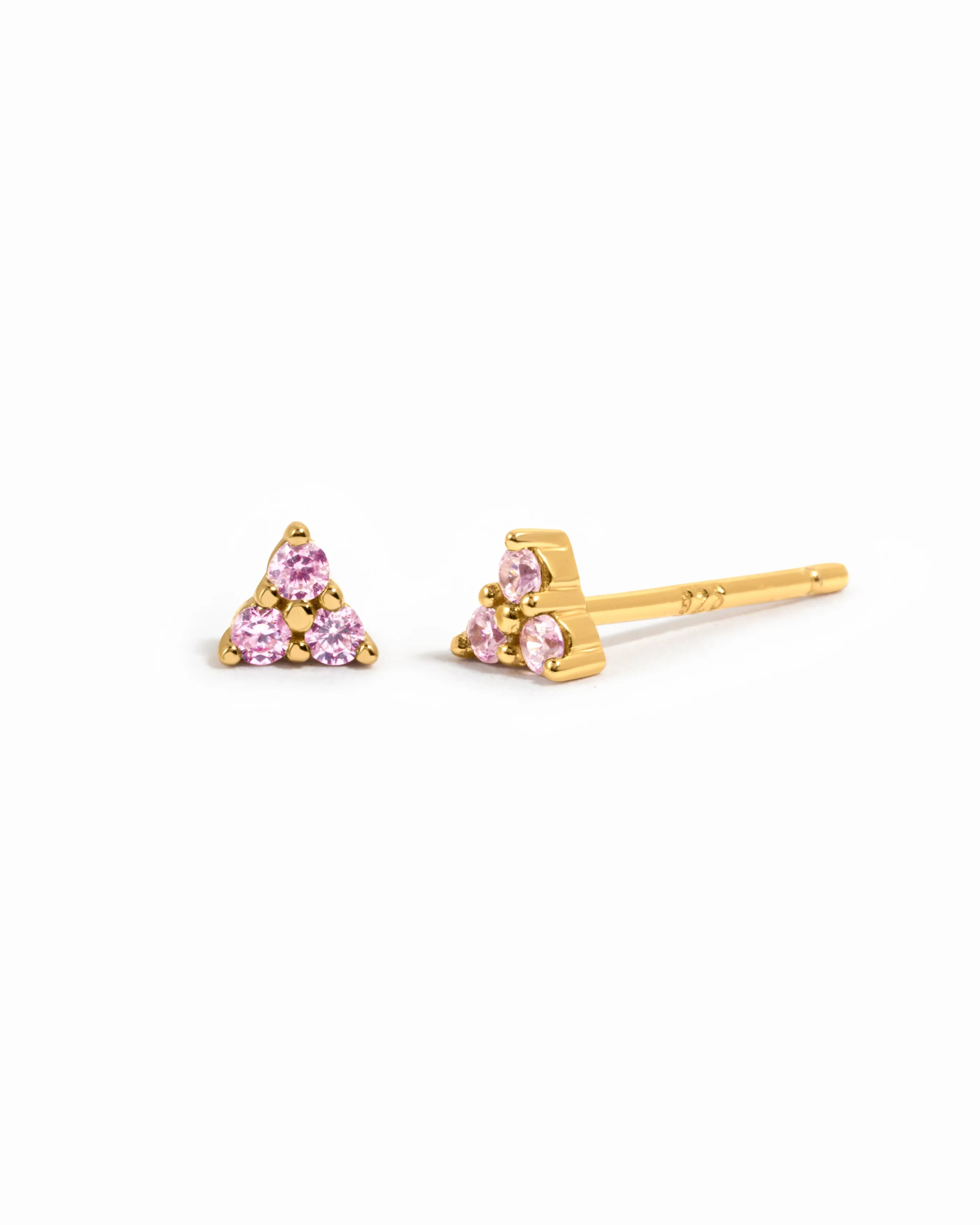 Tiny Rose 3 Stone Studs