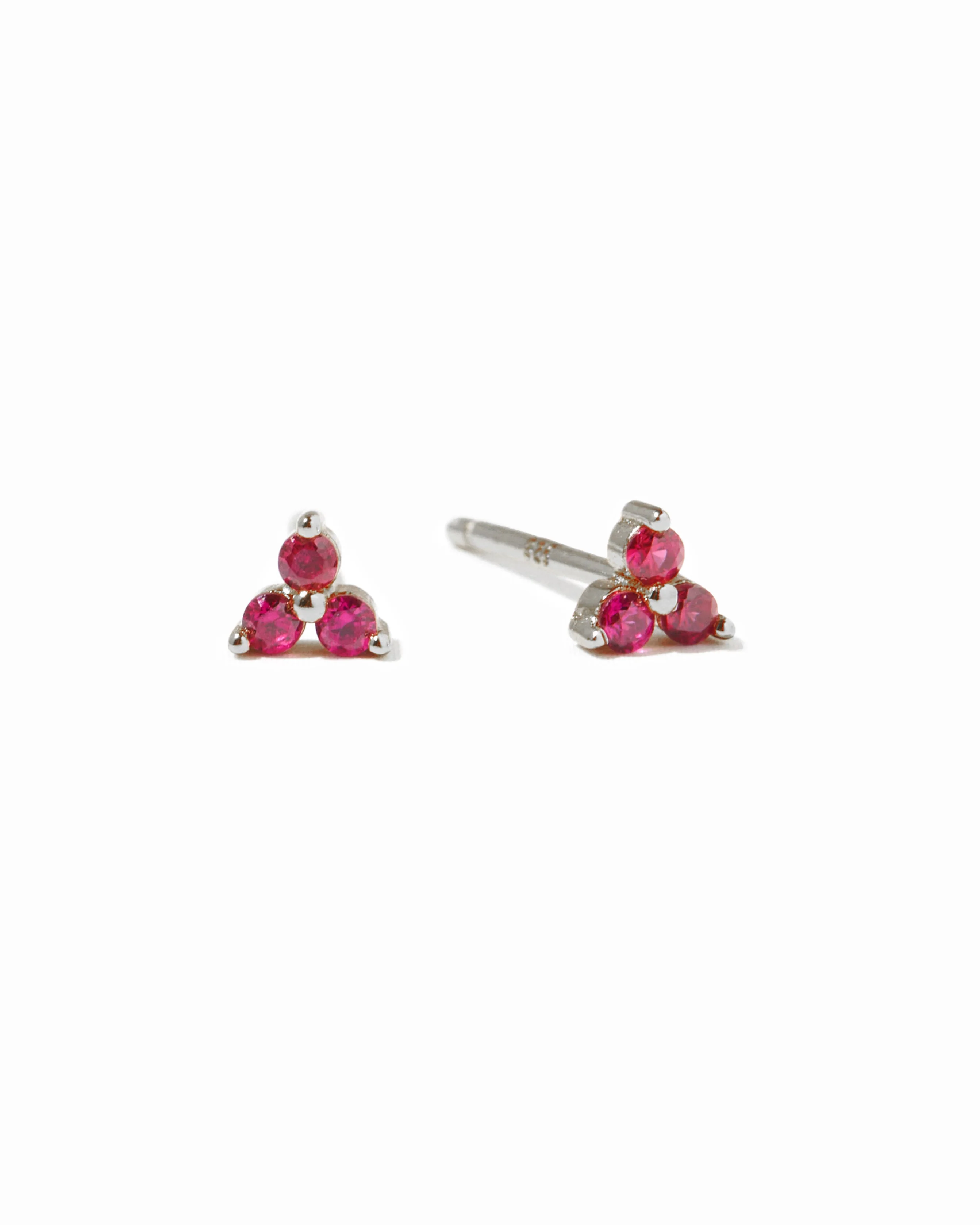Tiny Ruby 3 Stone Studs