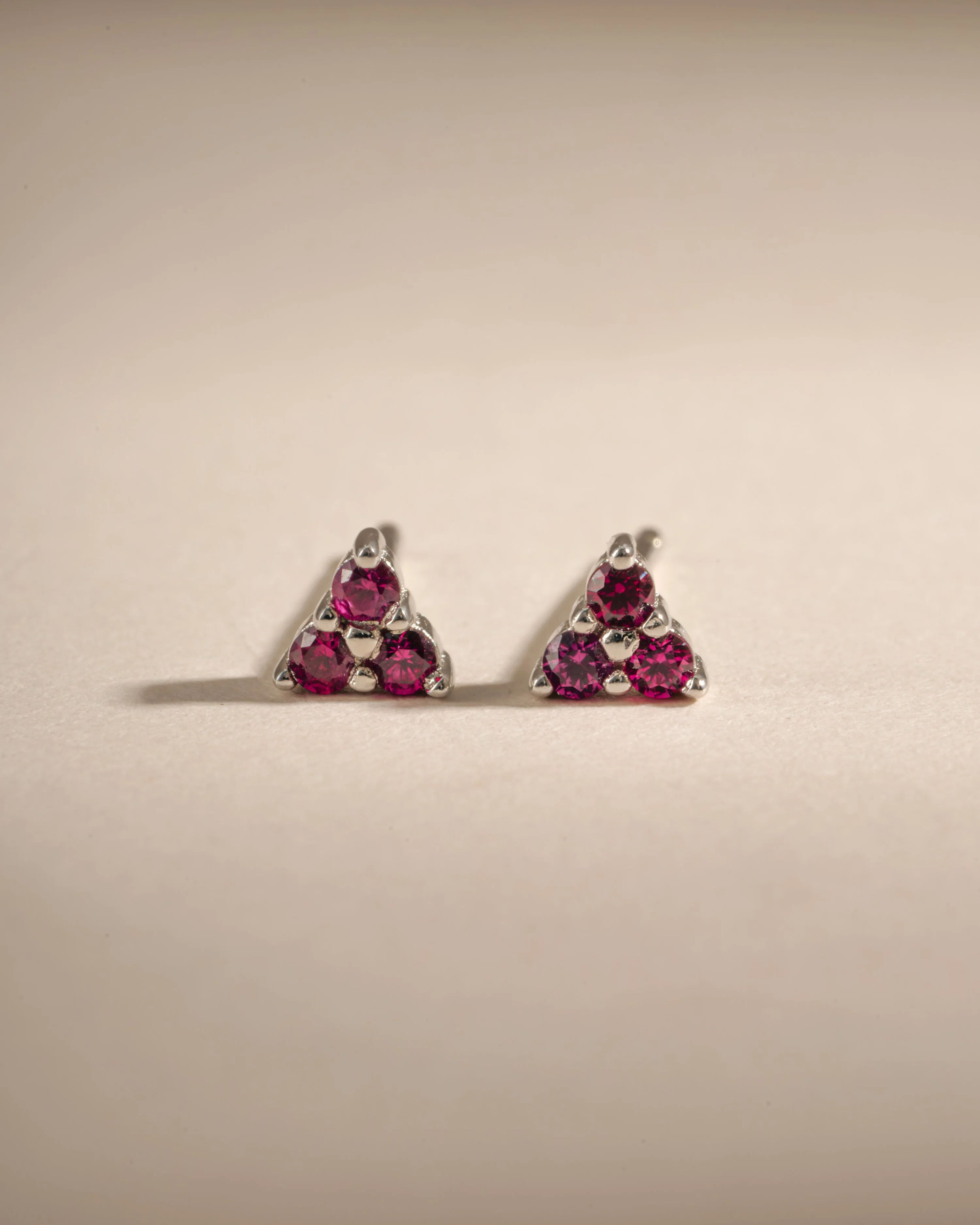 Tiny Ruby 3 Stone Studs - Image 4