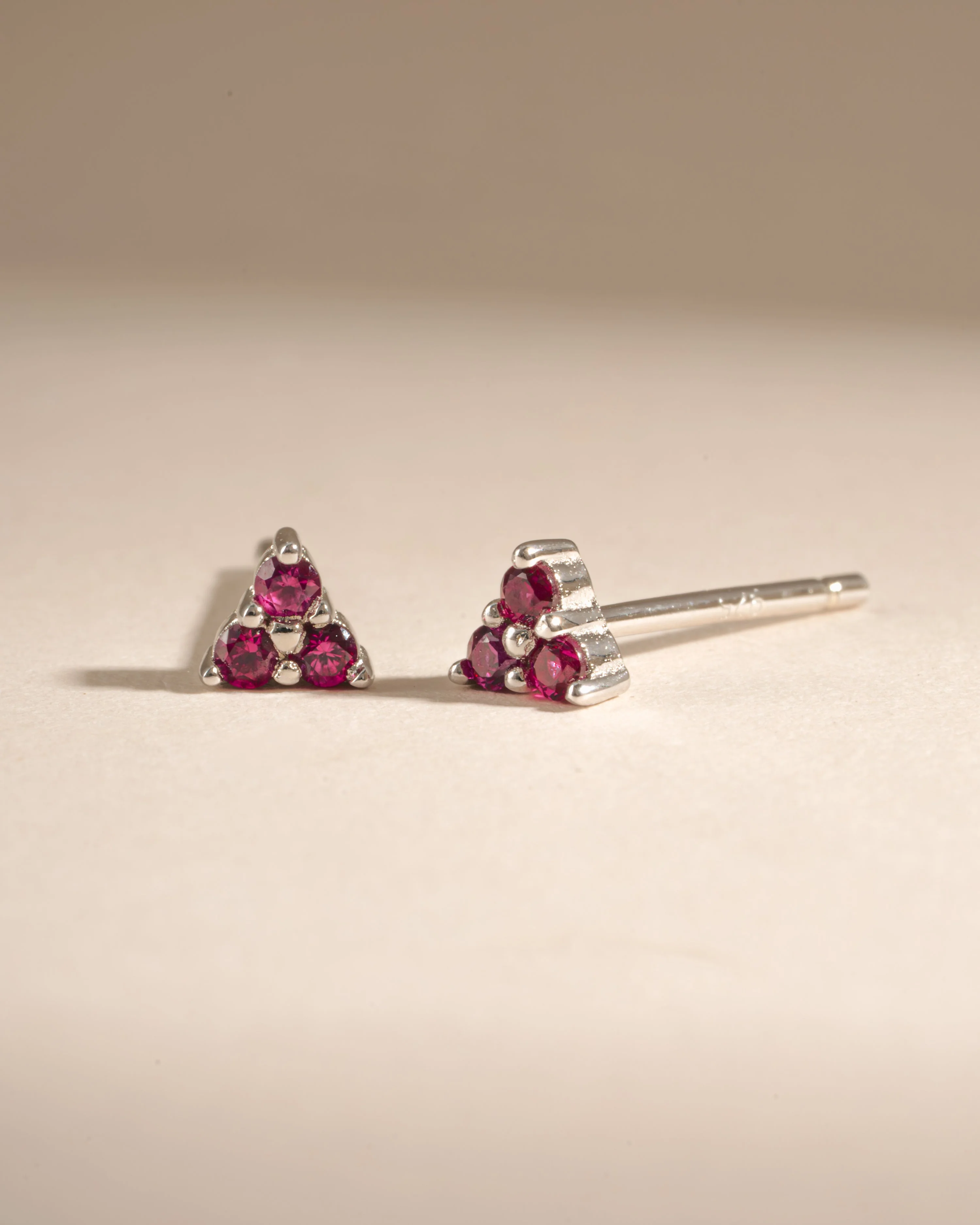 Tiny Ruby 3 Stone Studs - Image 5