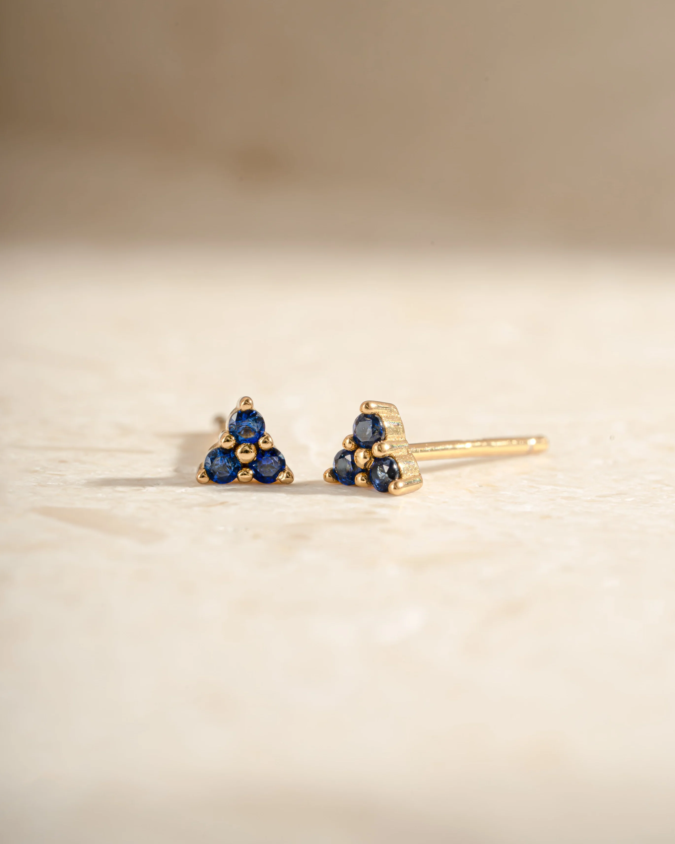 Tiny Sapphire 3 Stone Studs - Image 8