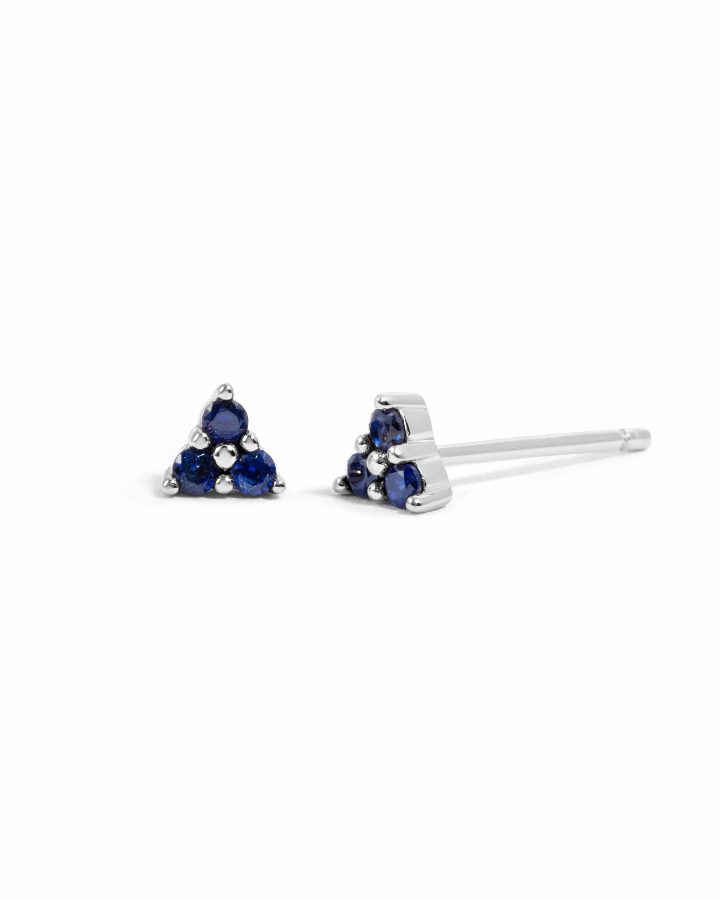 Tiny Sapphire 3 Stone Studs - Image 9