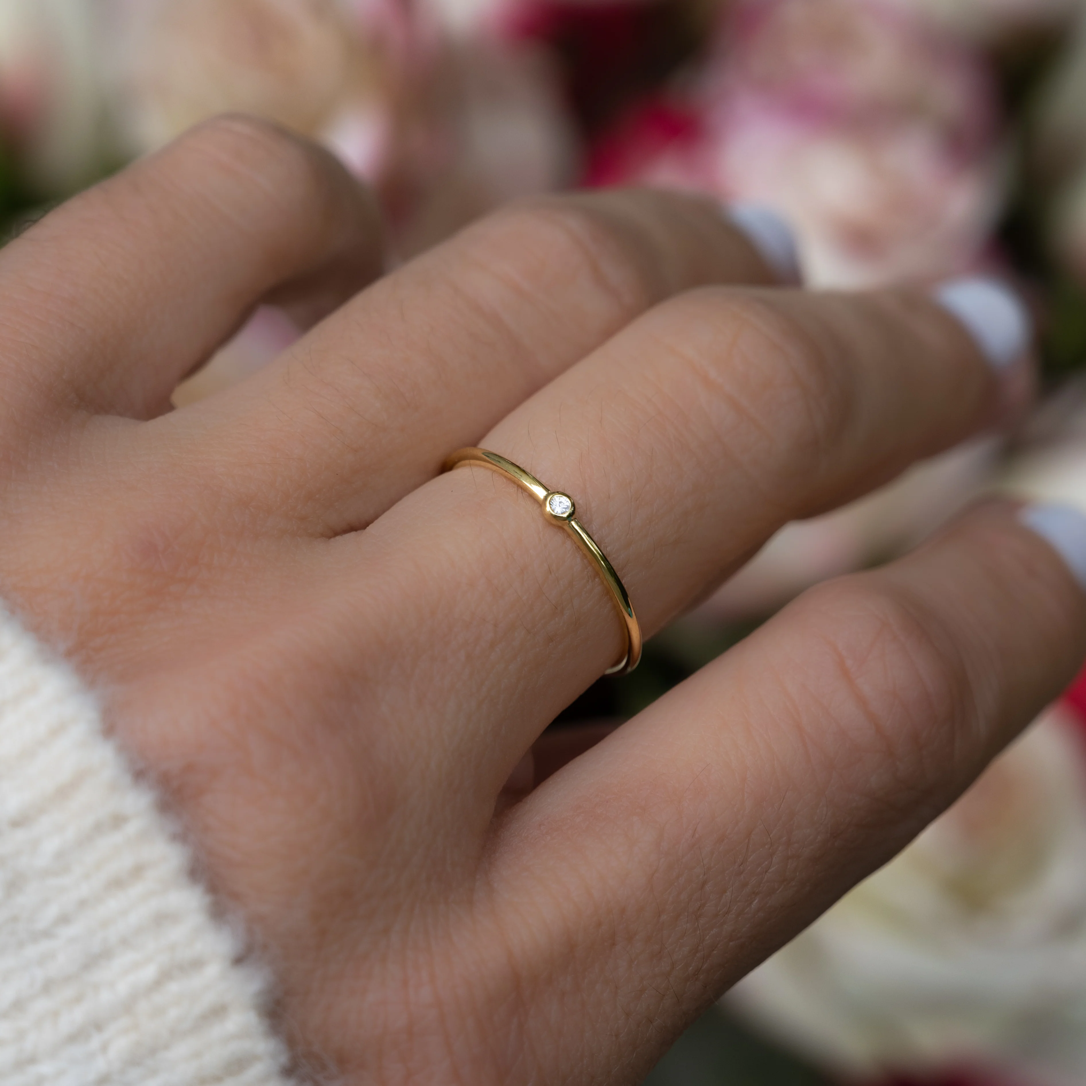 Tiny Solitaire Stacking Ring - Image 2