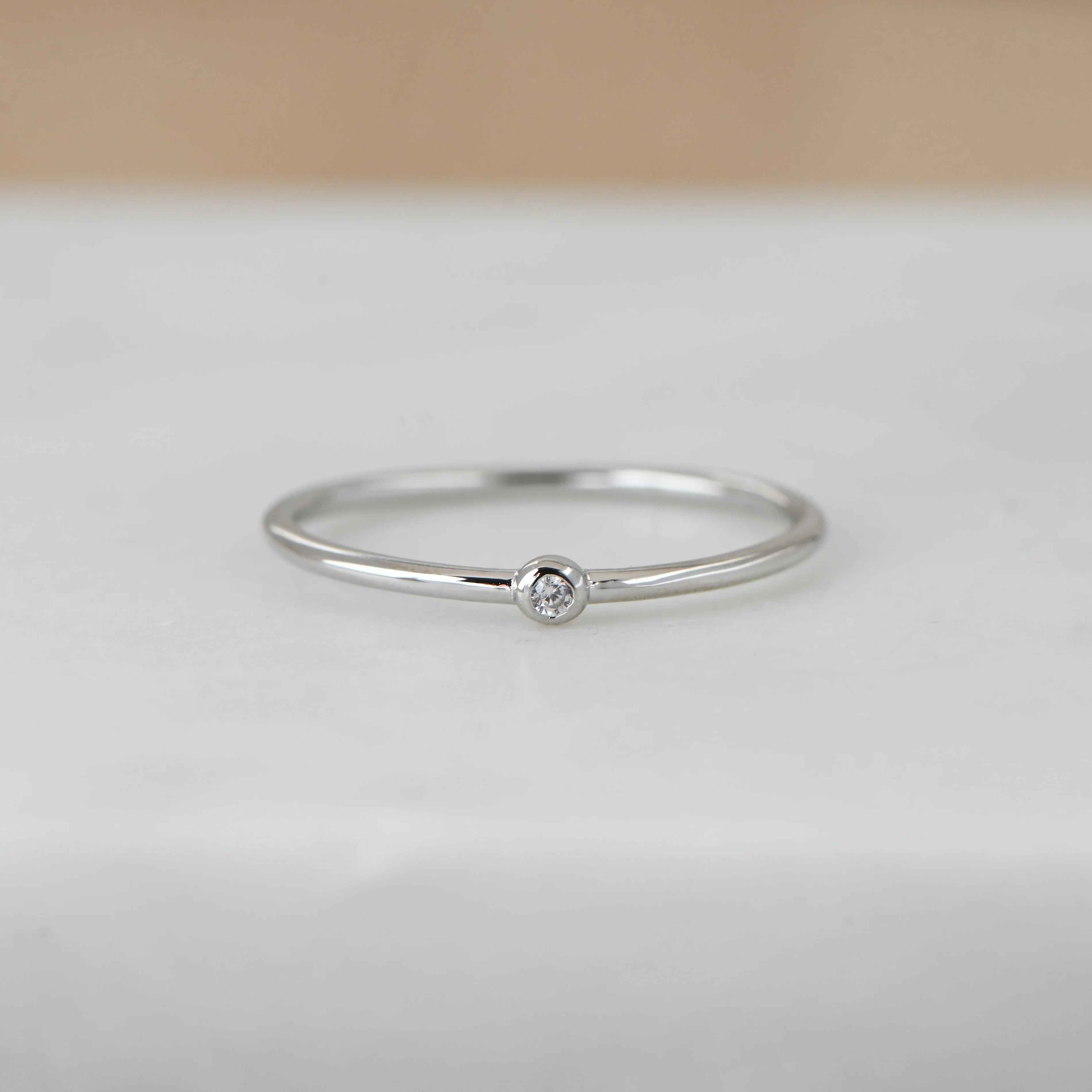 Tiny Solitaire Stacking Ring - Image 5