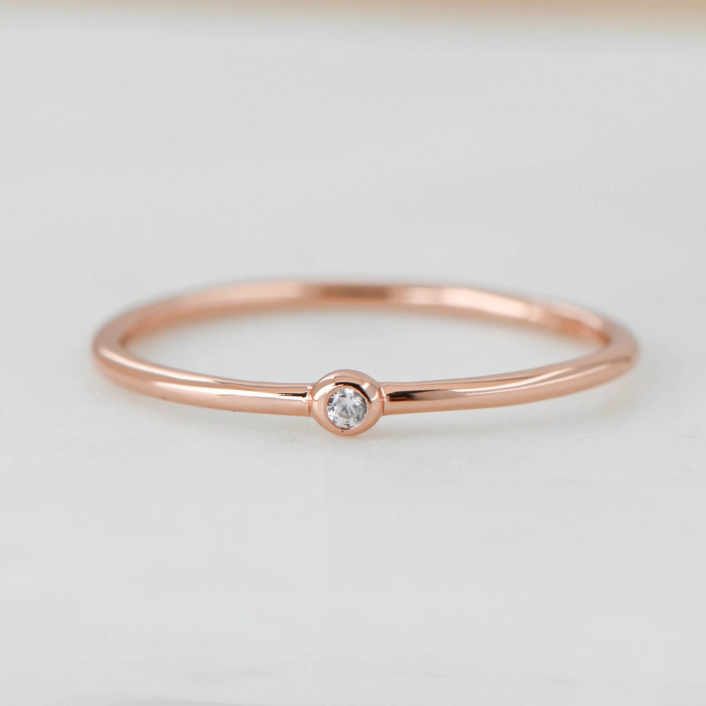 Tiny Solitaire Stacking Ring - Image 6