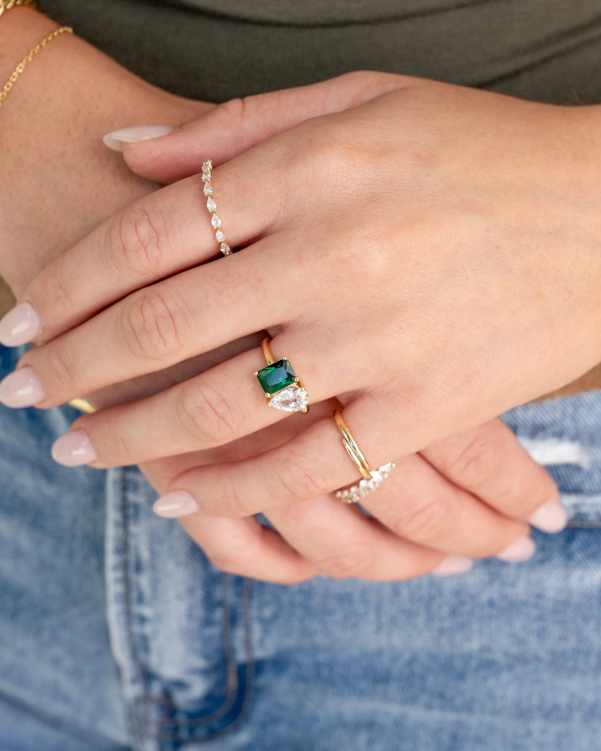 Toi et Moi Emerald Ring - Image 5