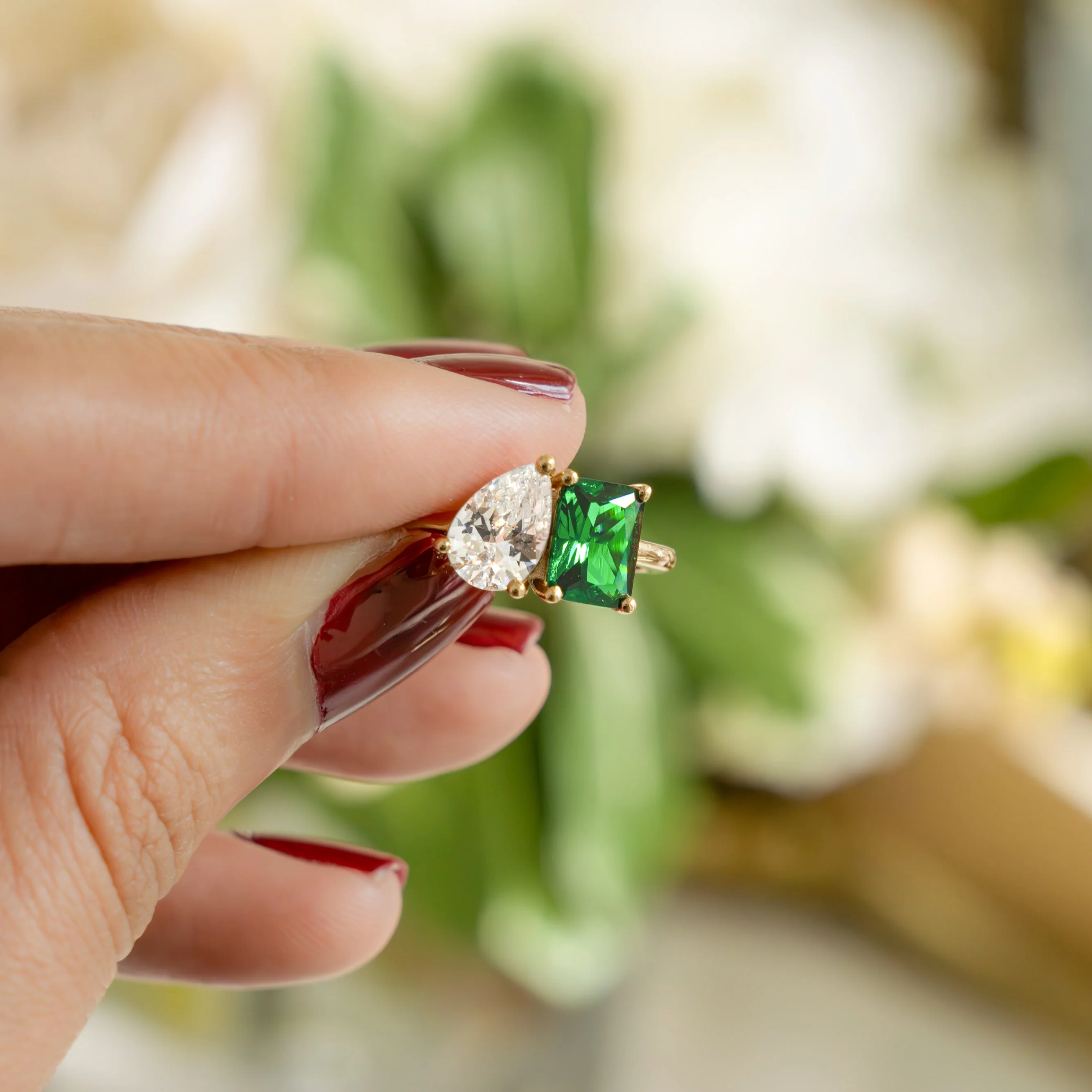 Toi et Moi Emerald Ring - Image 6
