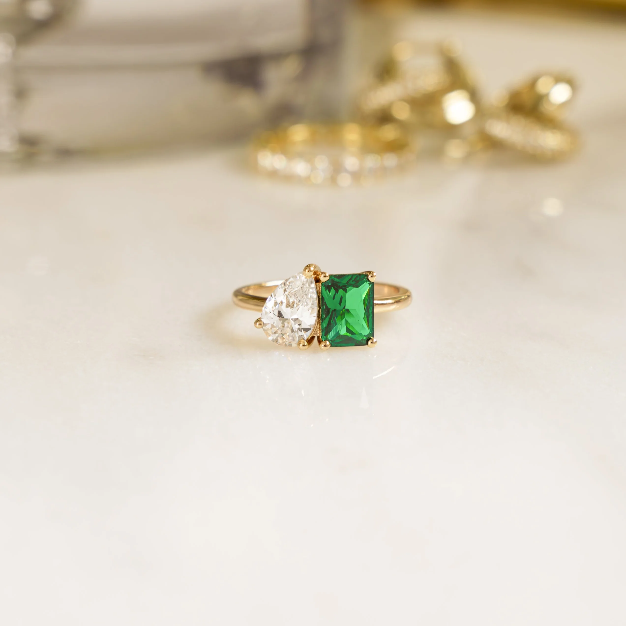 Toi et Moi Emerald Ring - Image 7