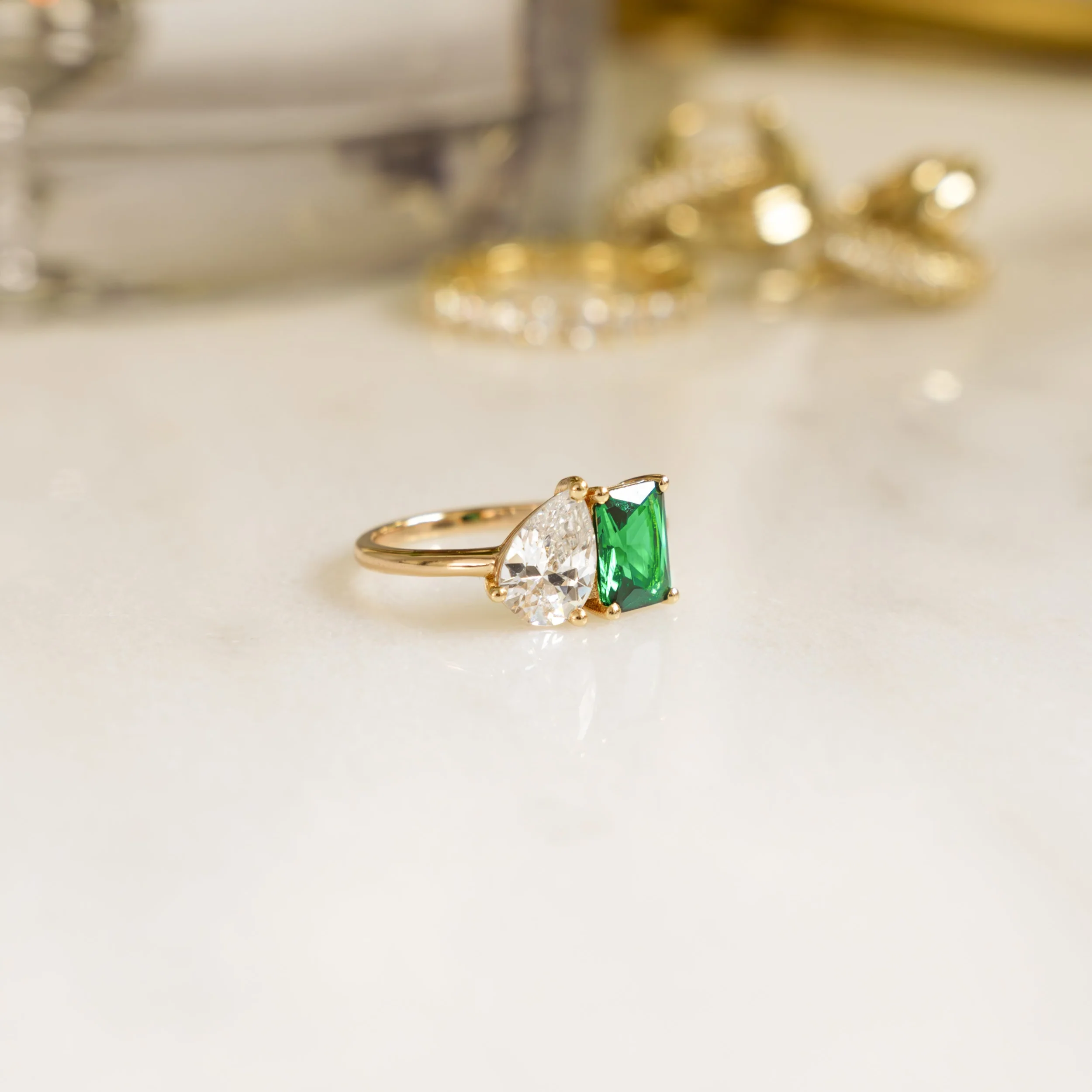 Toi et Moi Emerald Ring - Image 8