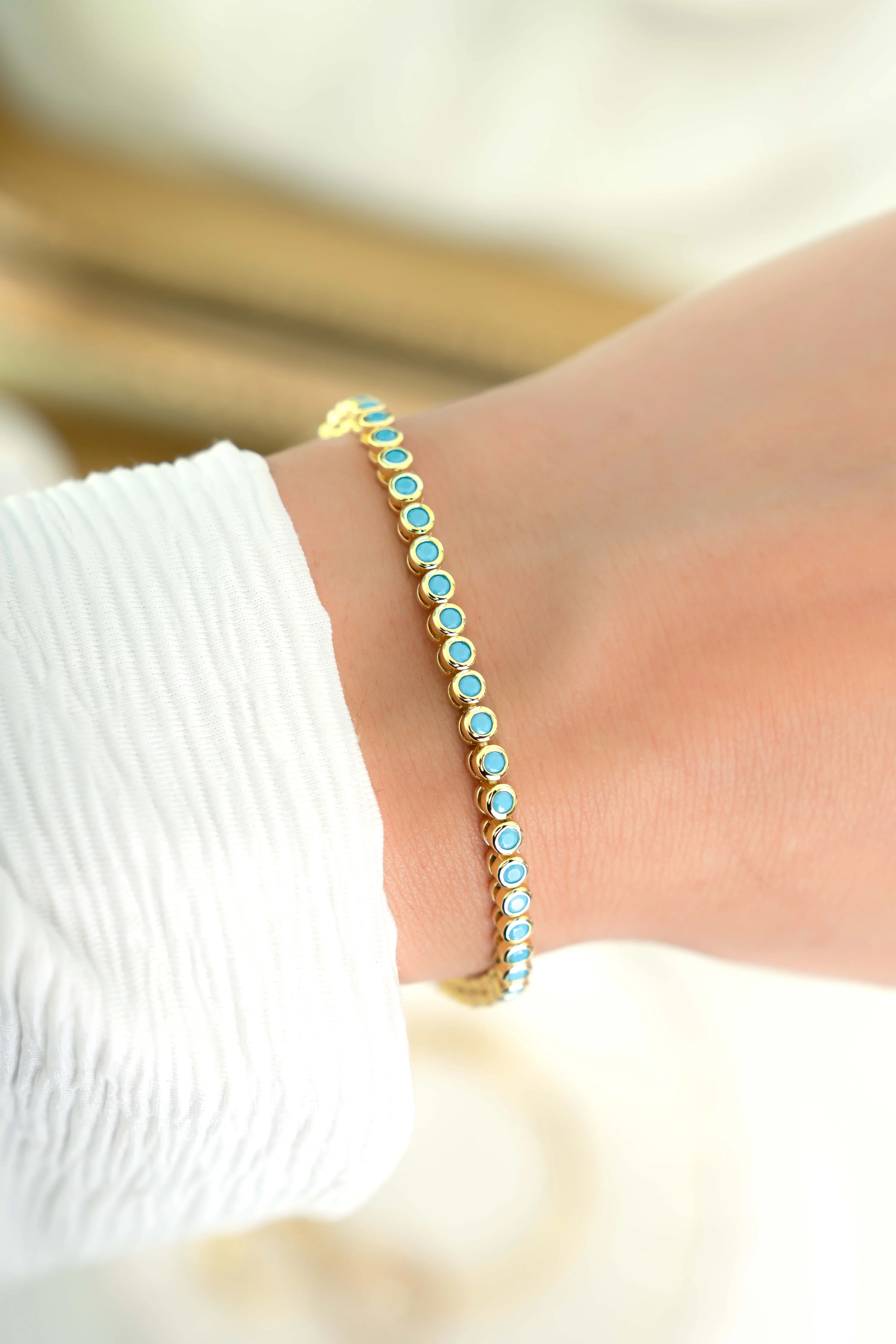 Turquoise Bezel Tennis Bracelet - Image 11