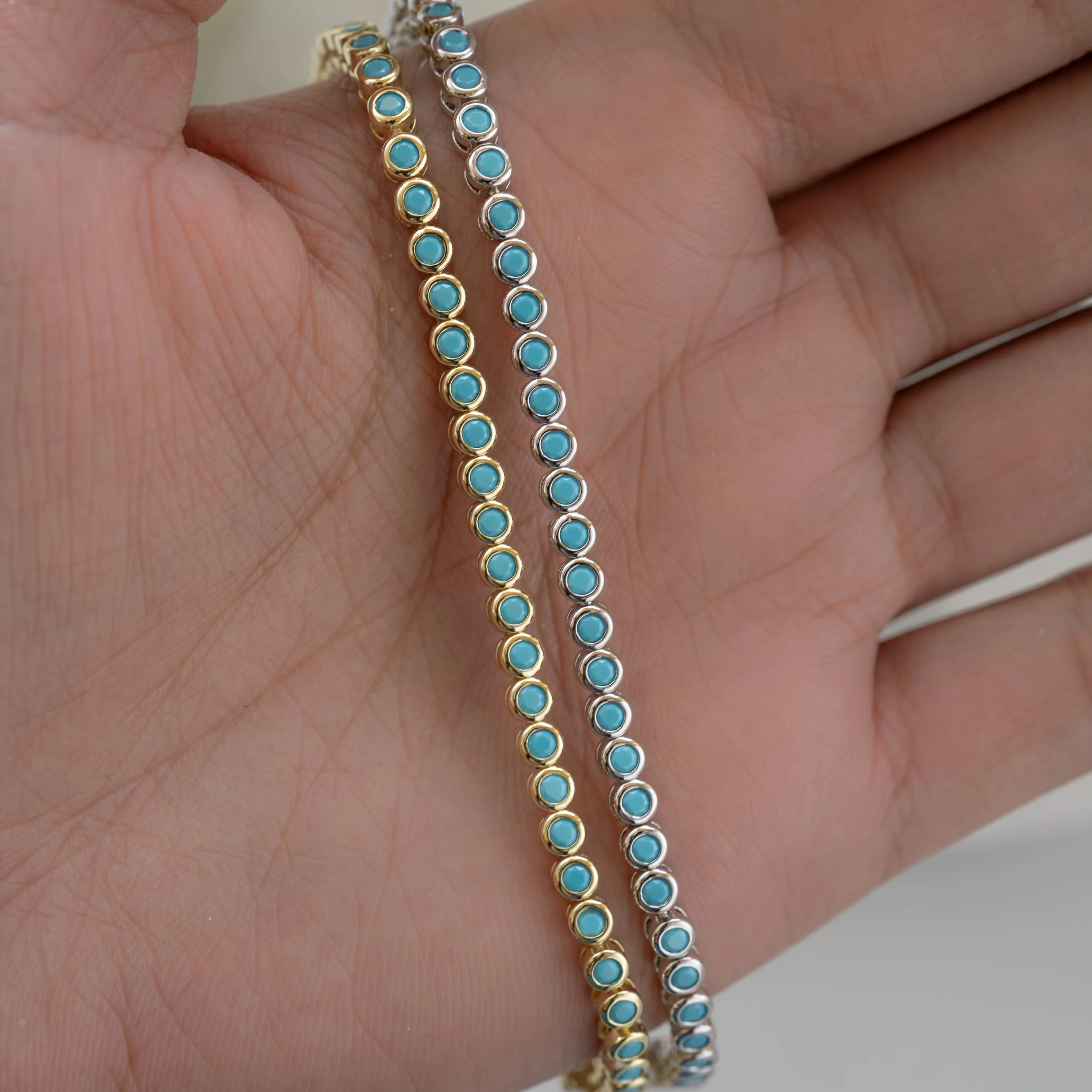 Turquoise Bezel Tennis Bracelet - Image 3