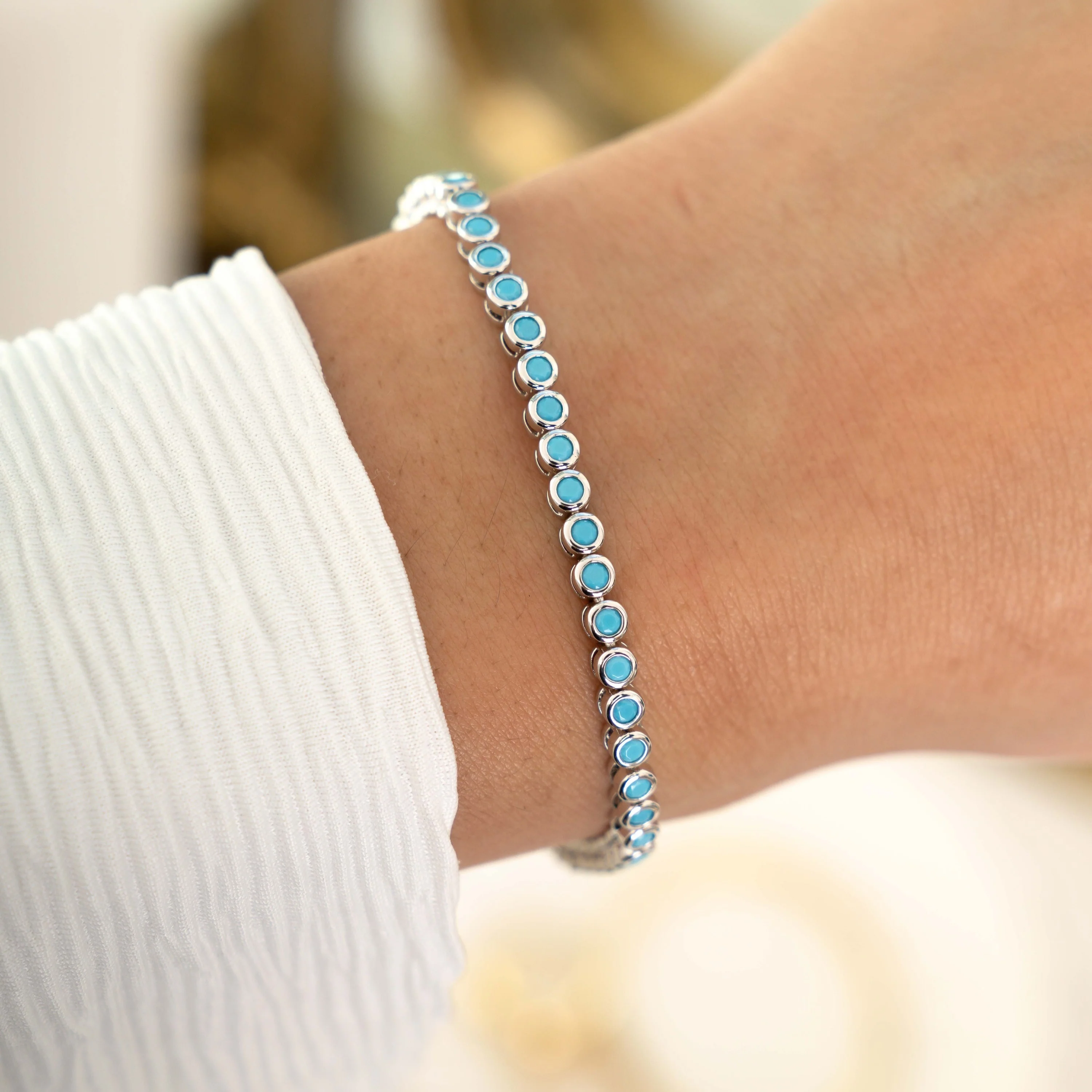 Turquoise Bezel Tennis Bracelet - Image 4