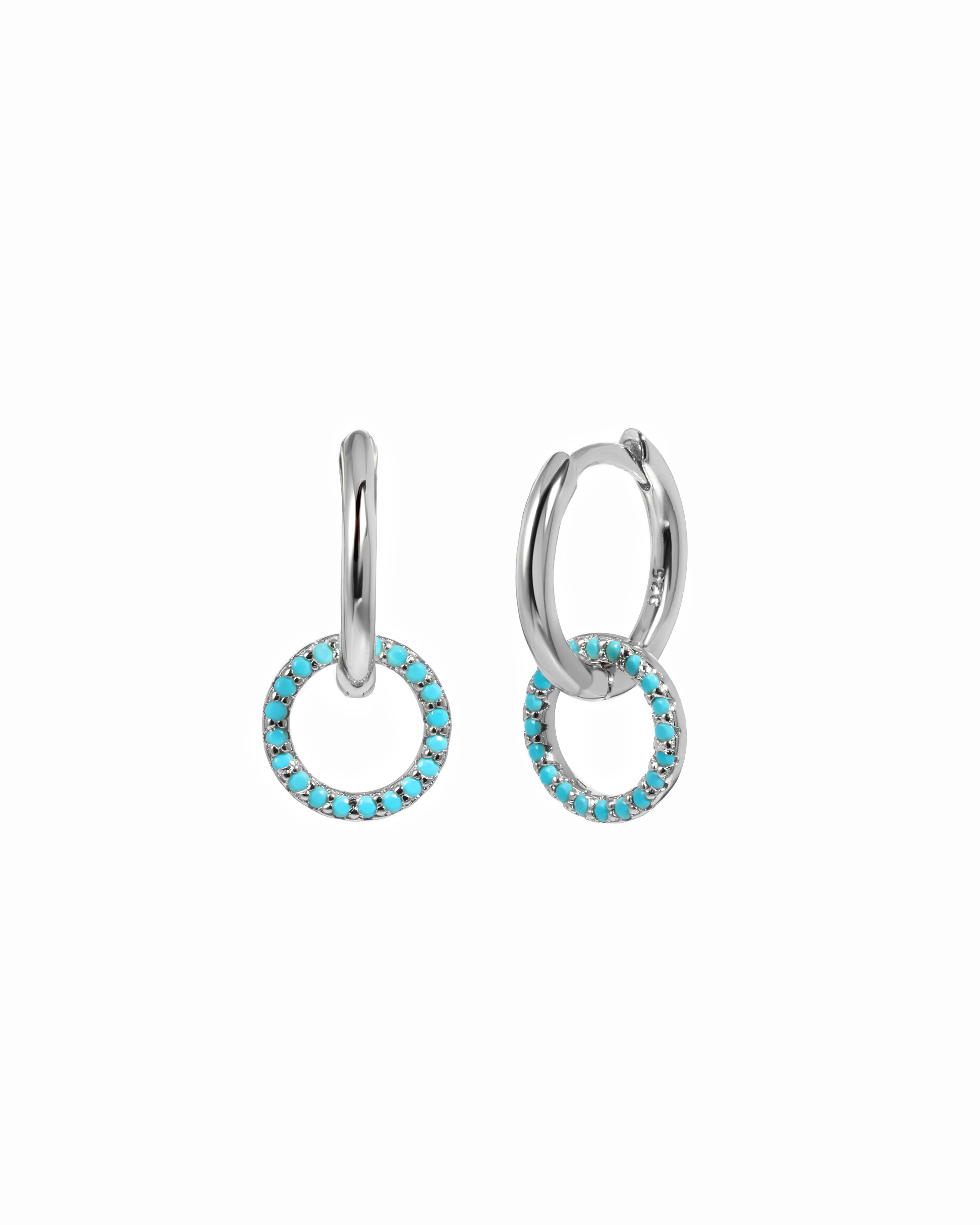 Turquoise Circle Charm Hoops - Image 8