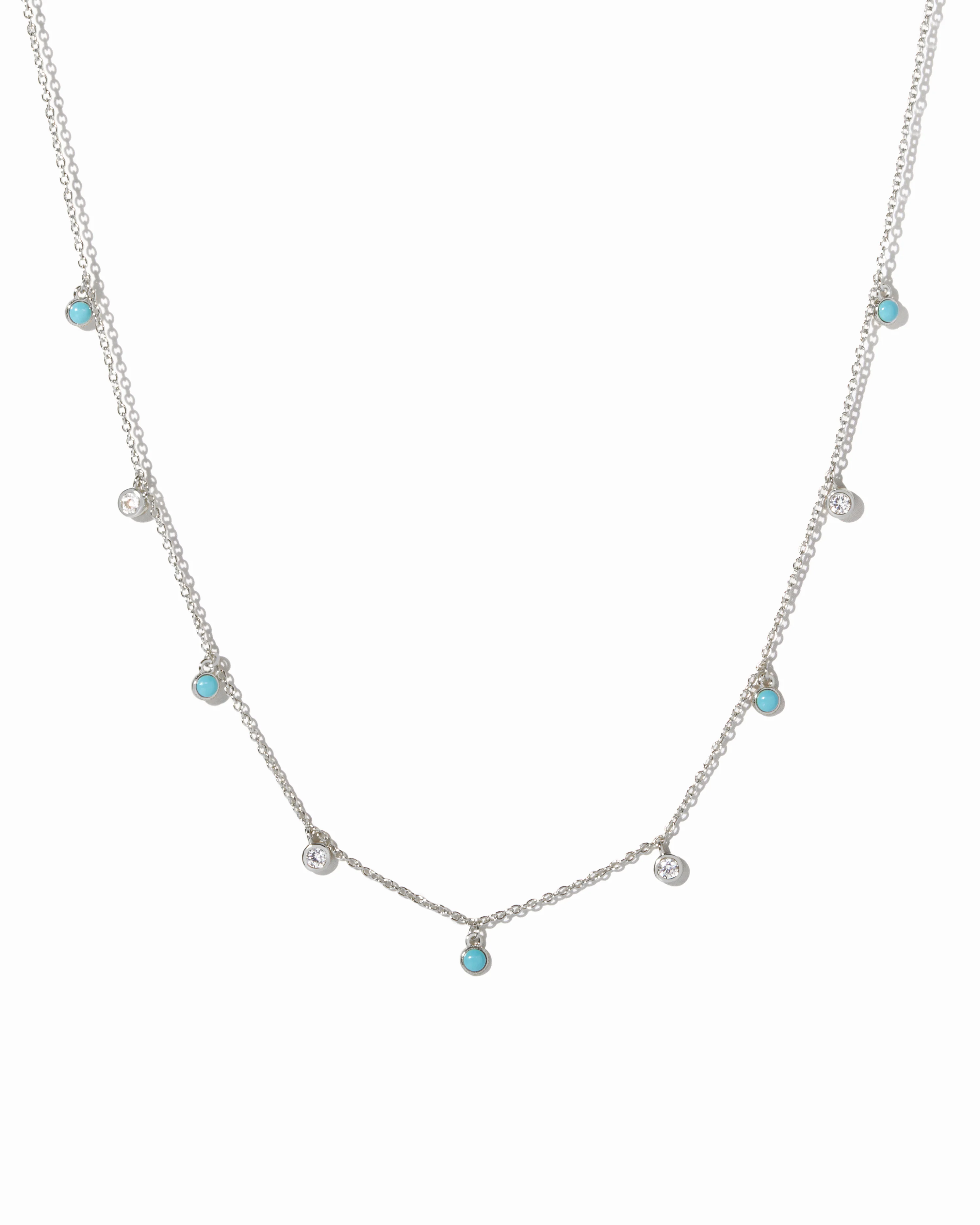 Turquoise & CZ Dangling Charm Necklace - Image 9