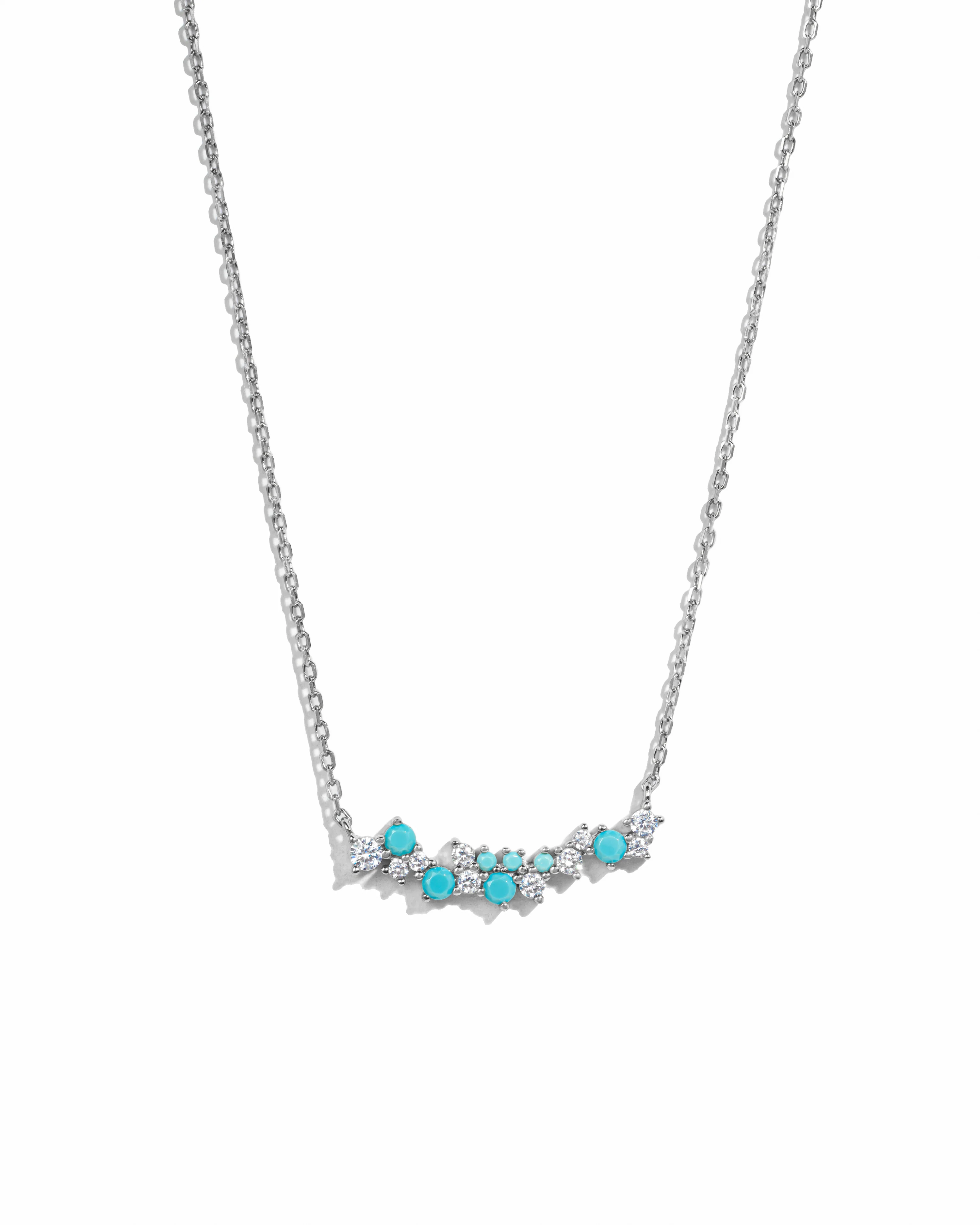 Turquoise & Diamond Cluster Necklace - Image 3