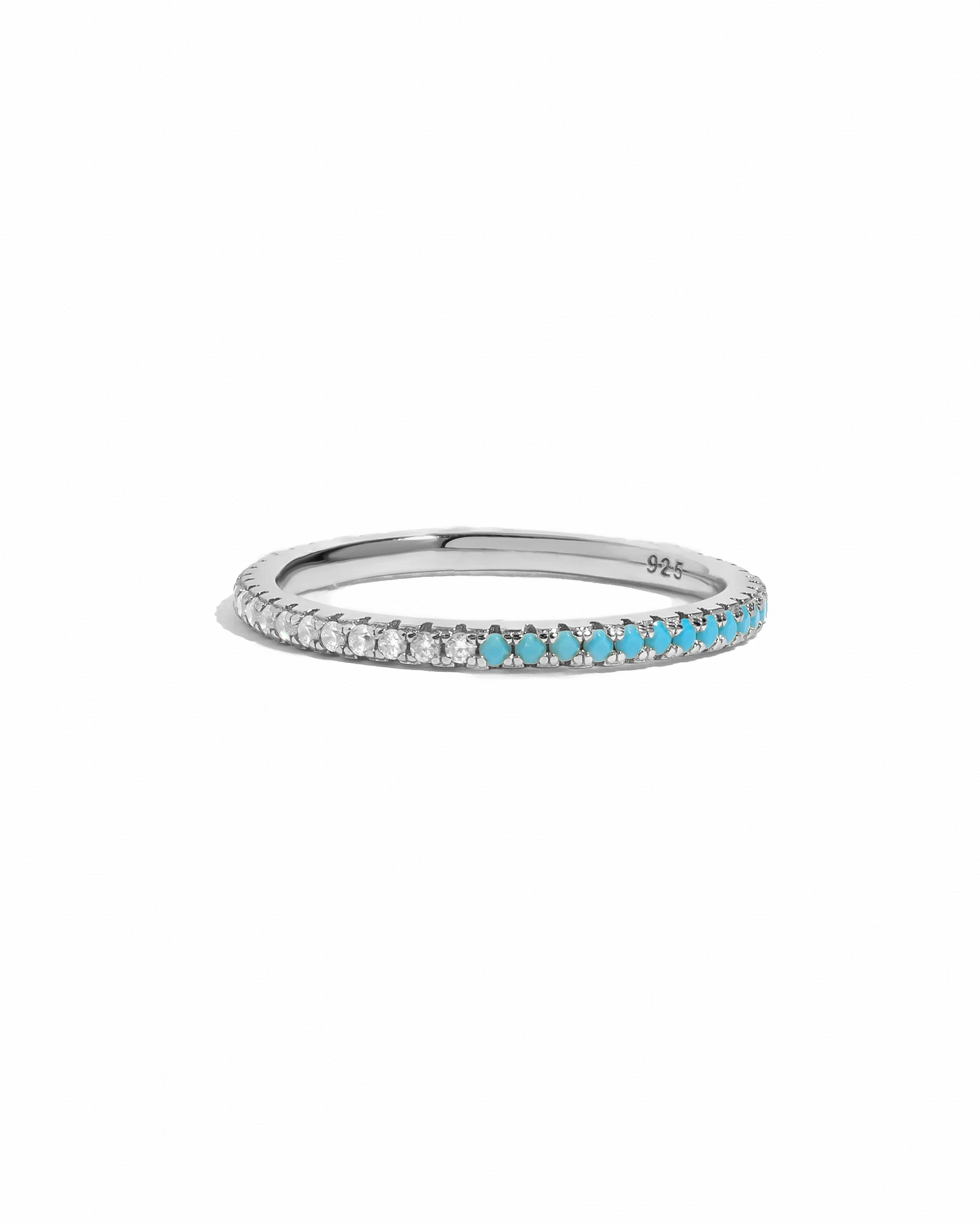 Turquoise & Diamond Eternity Ring - Image 10