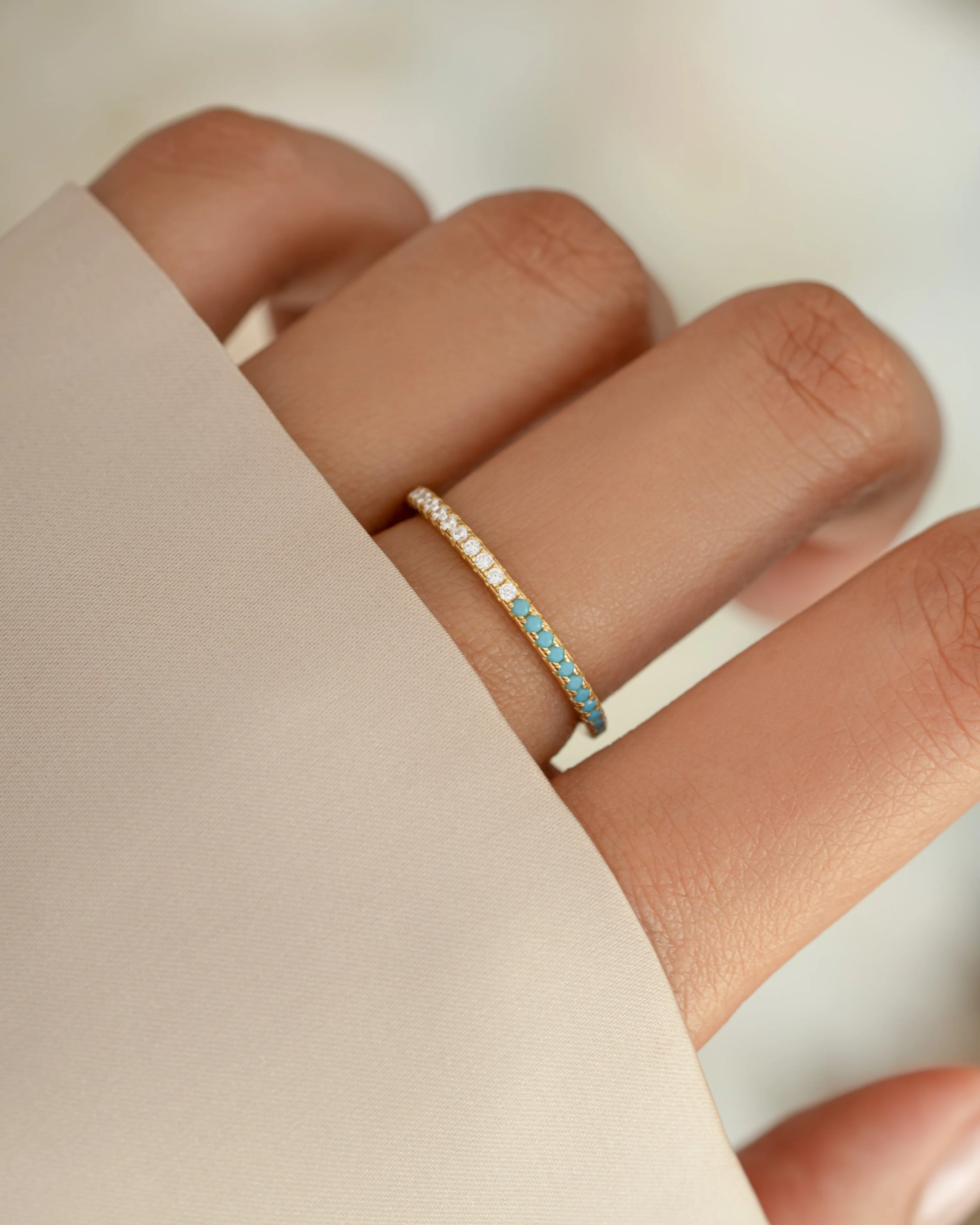 Turquoise & Diamond Eternity Ring - Image 2